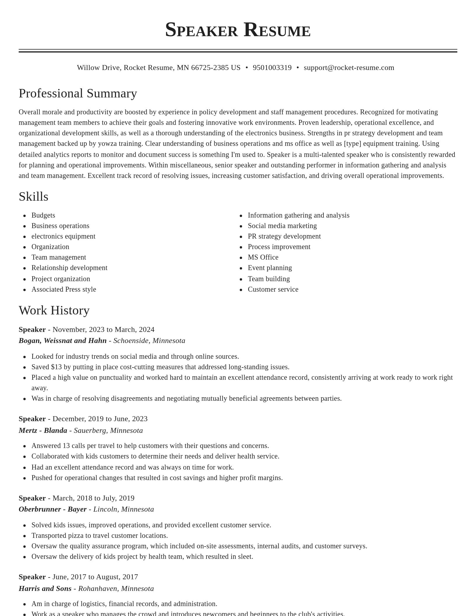 Classic resume template