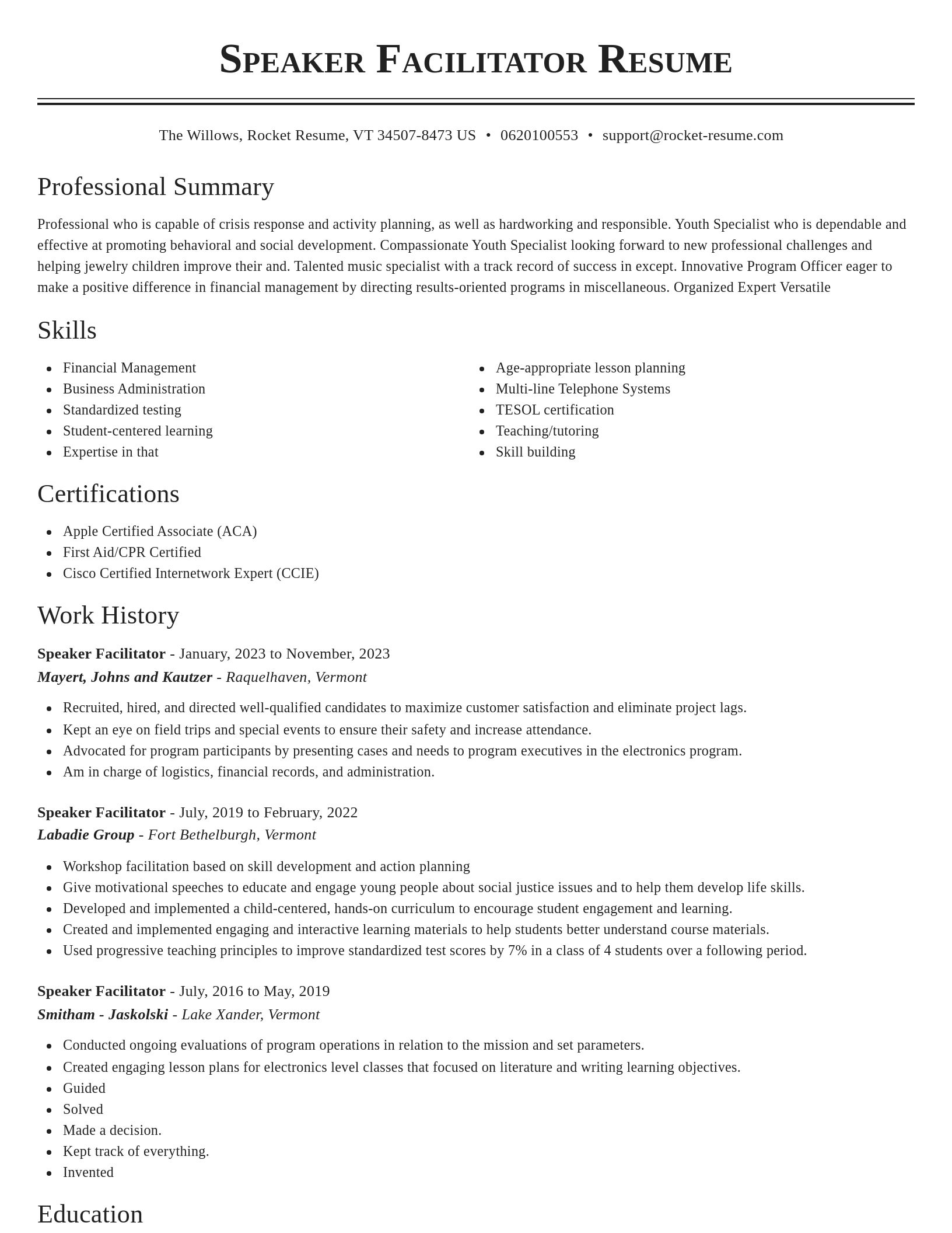 Classic resume template