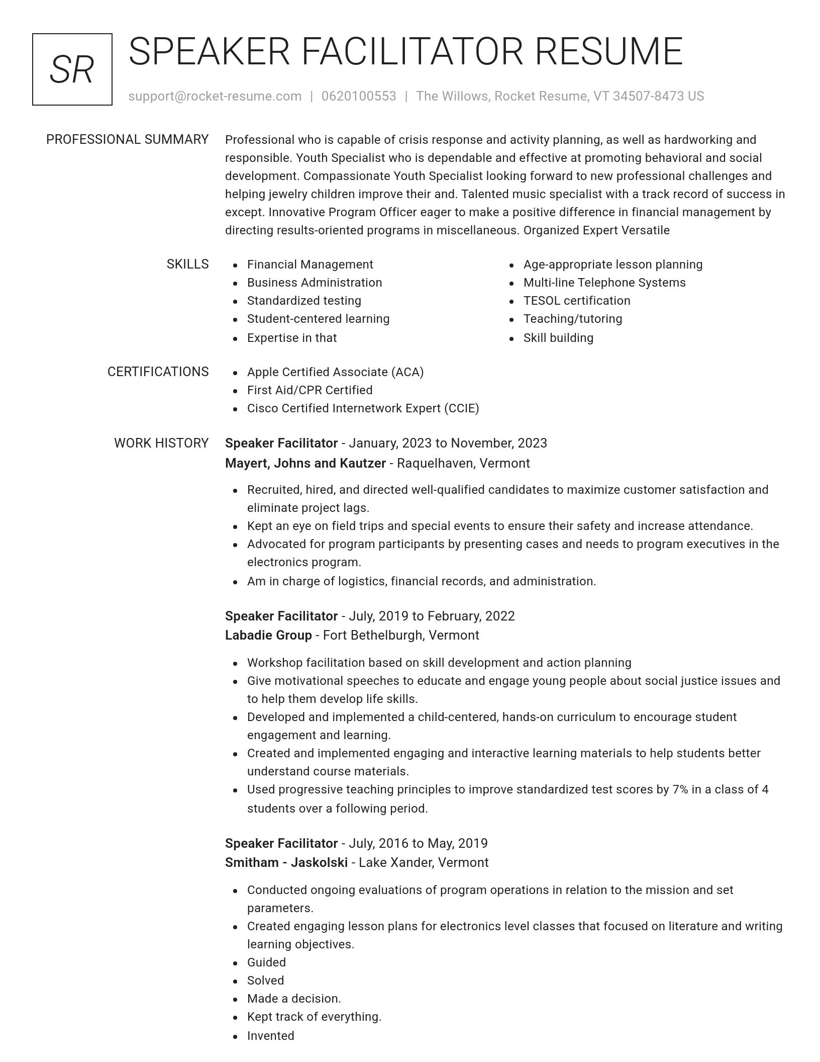 Renowned resume template