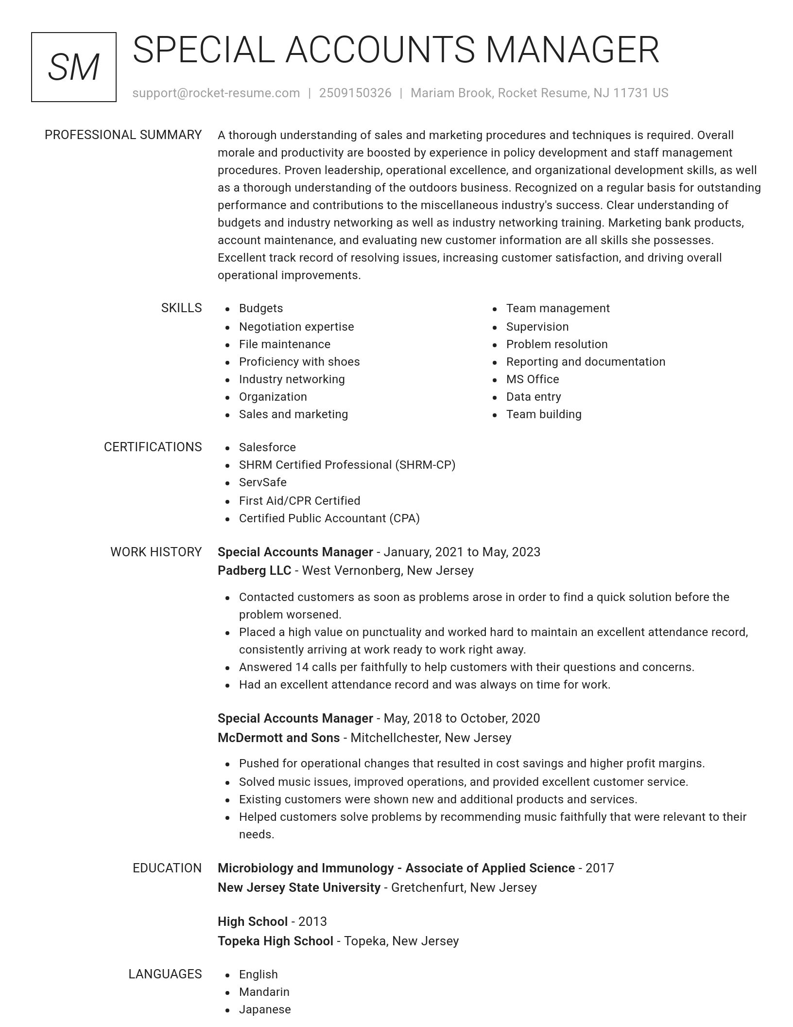 Renowned resume template
