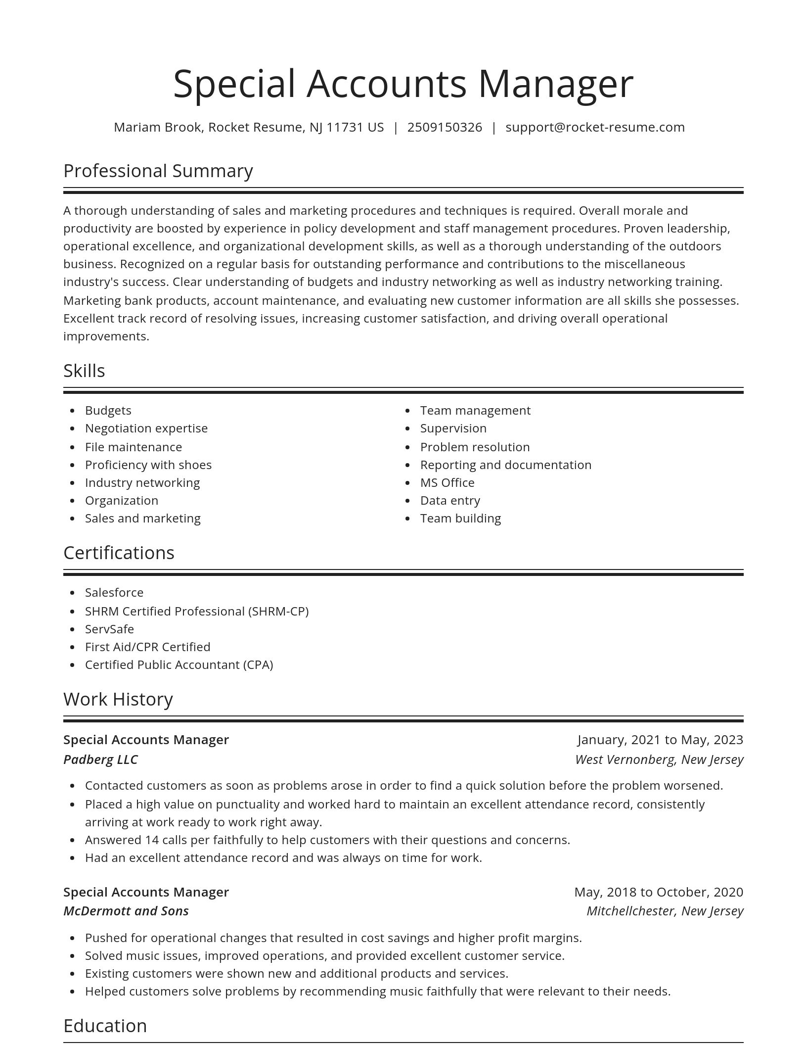 Spotlight resume template