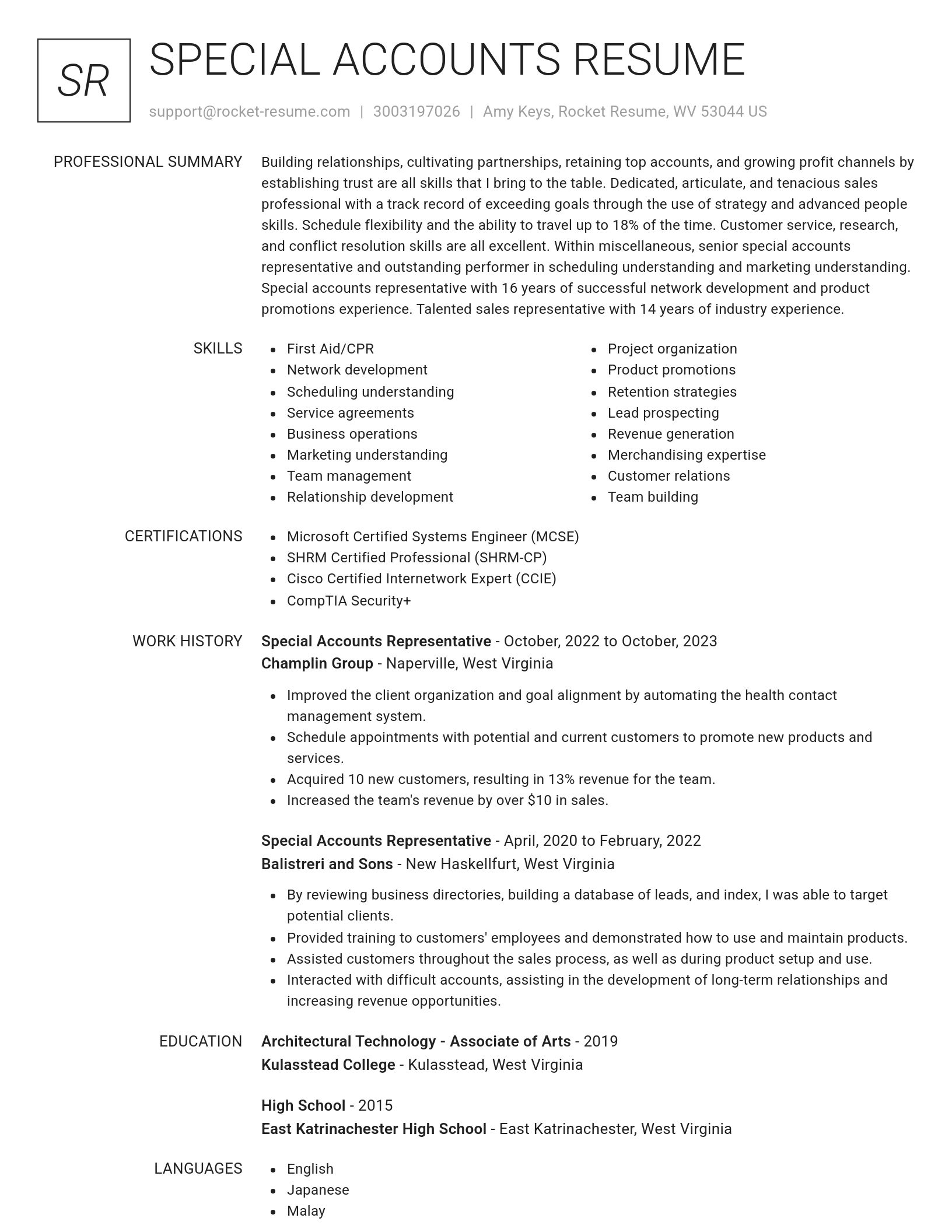 Renowned resume template
