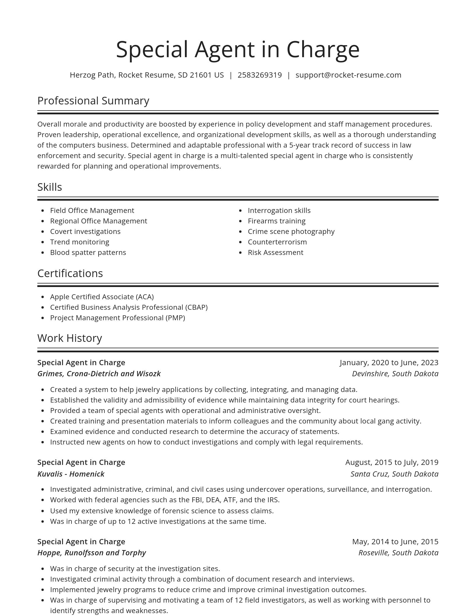 Spotlight resume template