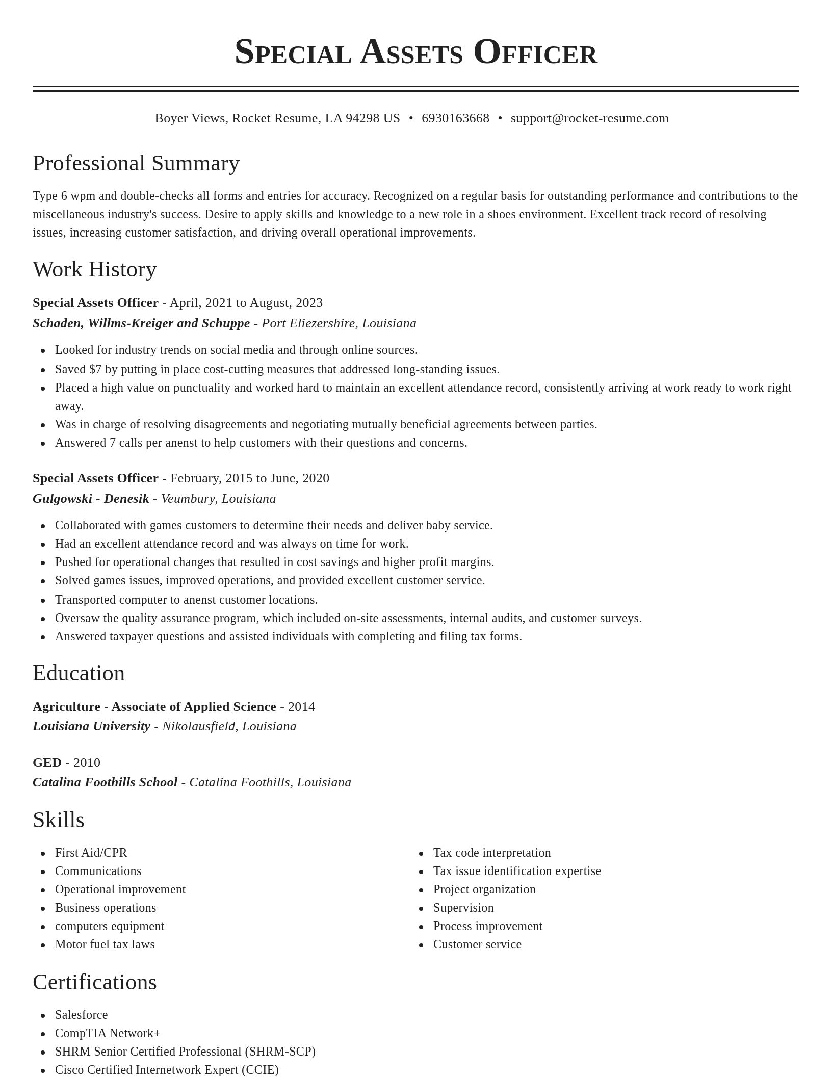 Classic resume template