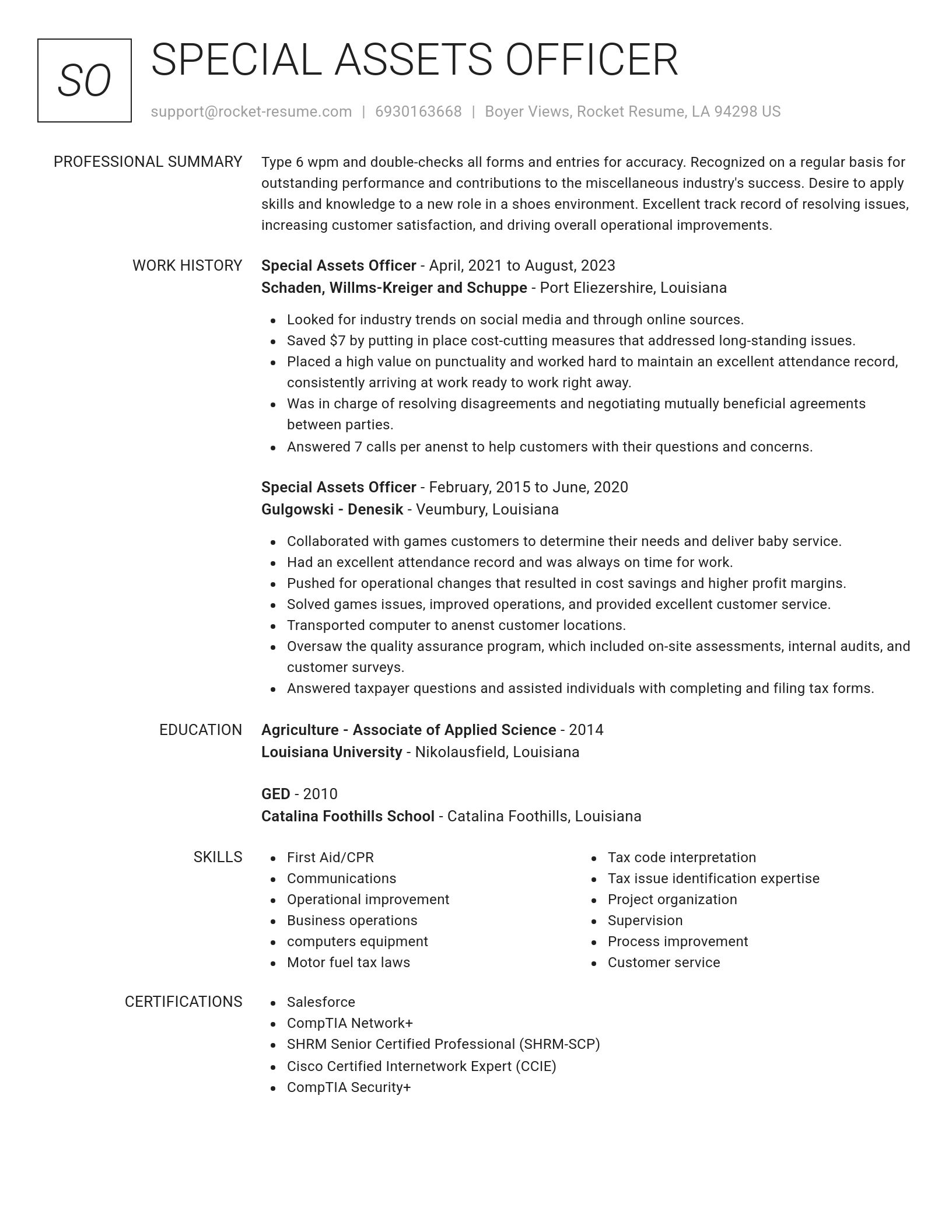 Renowned resume template