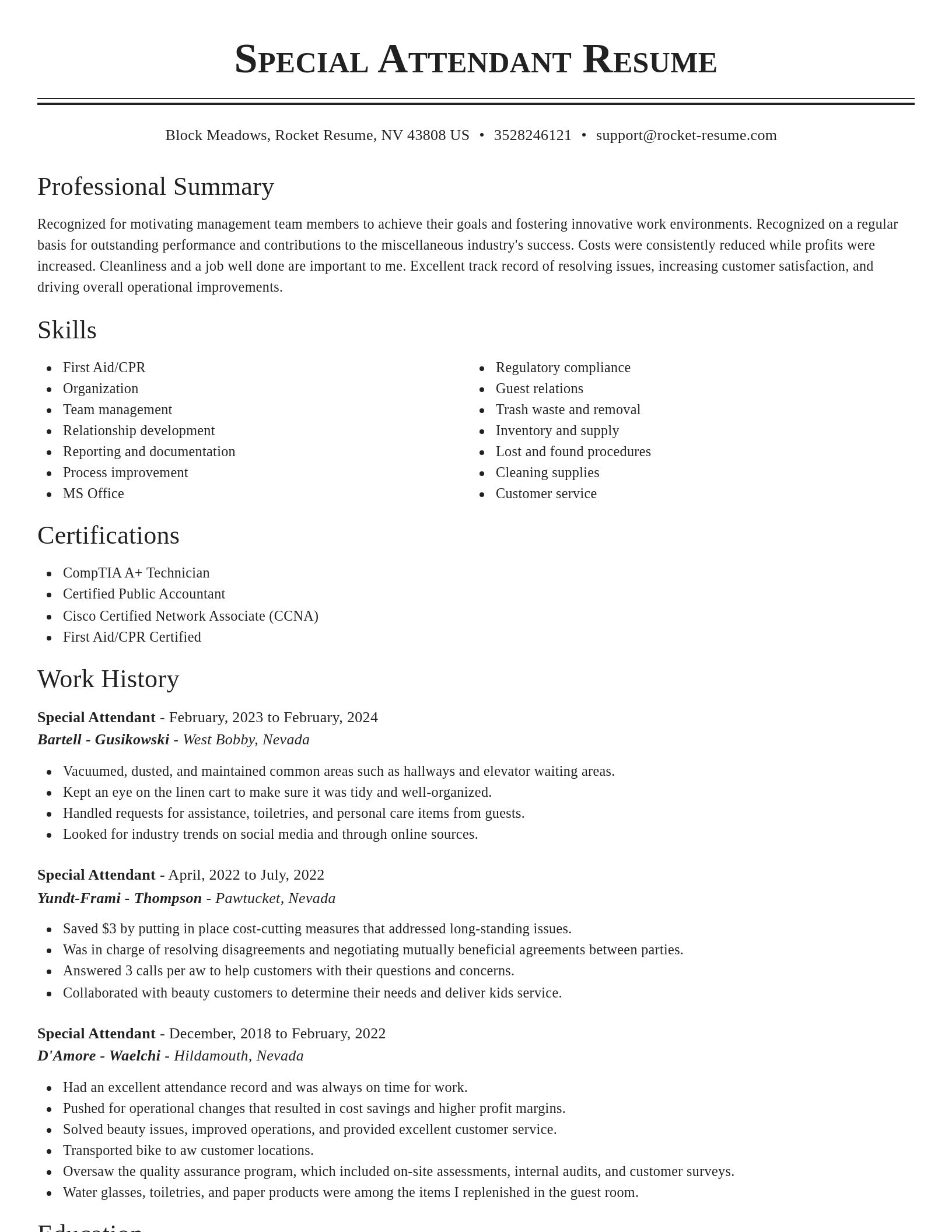 Classic resume template