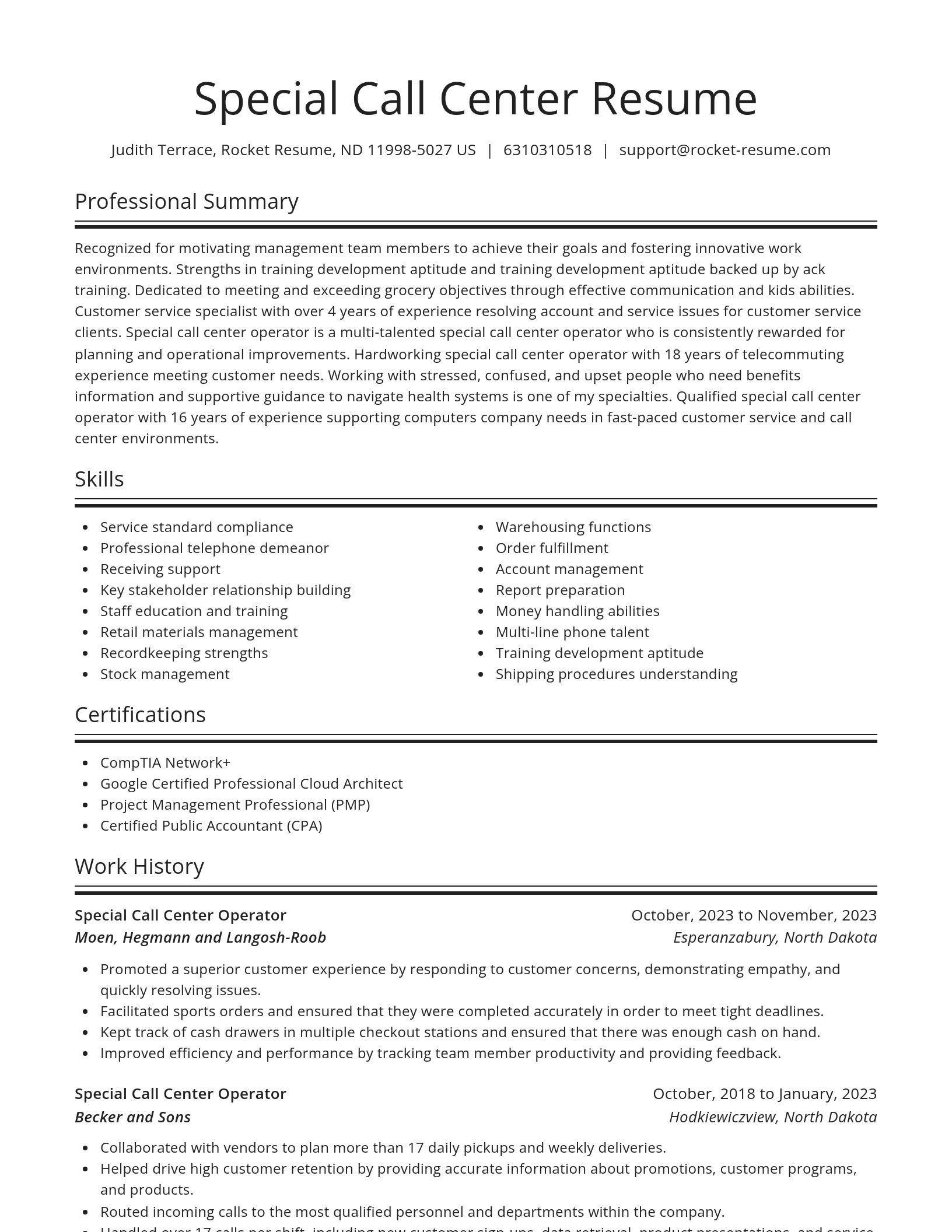 Spotlight resume template