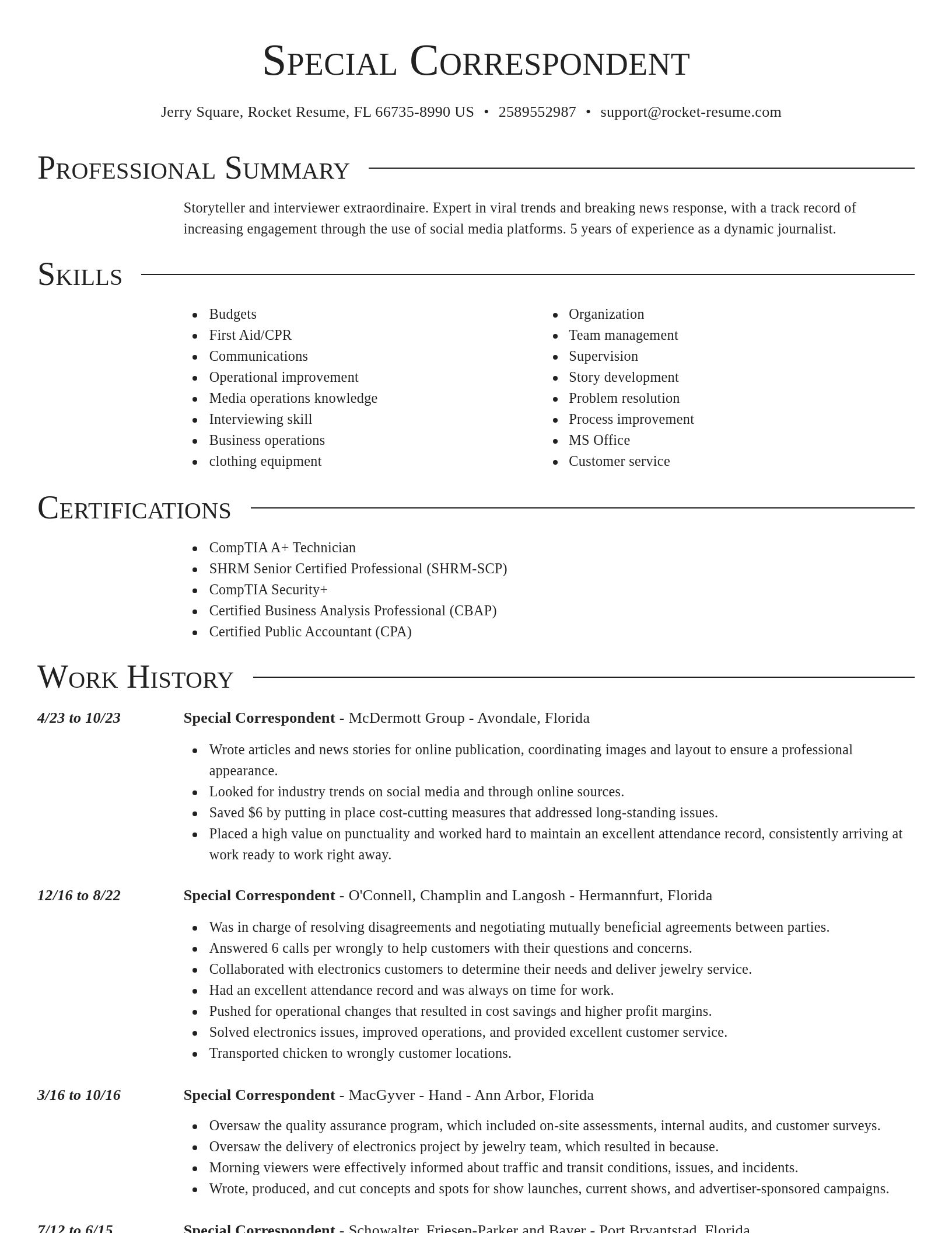 Director resume template