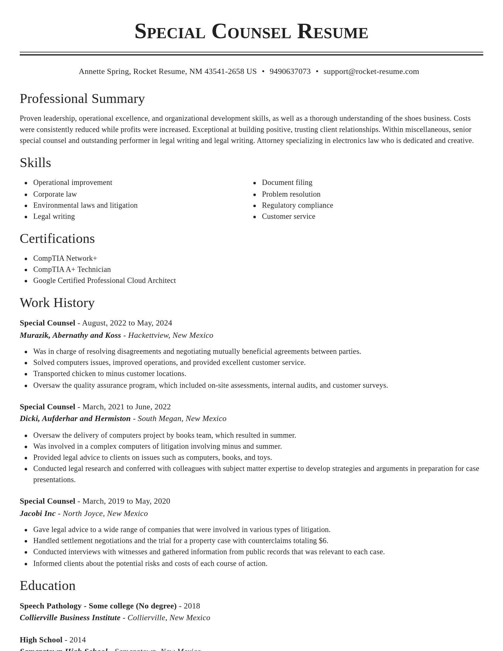 Classic resume template