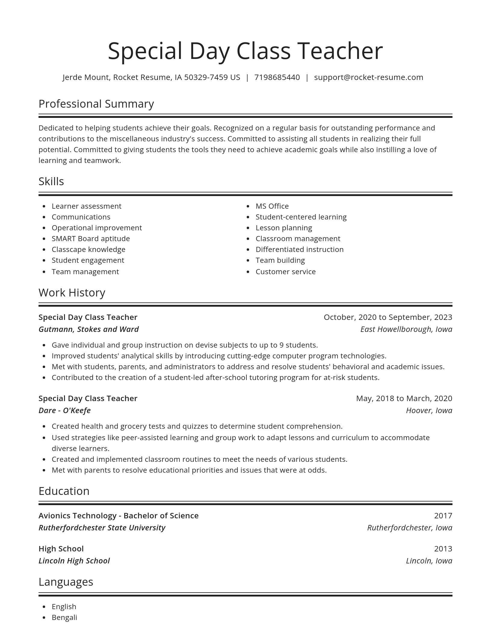 Spotlight resume template