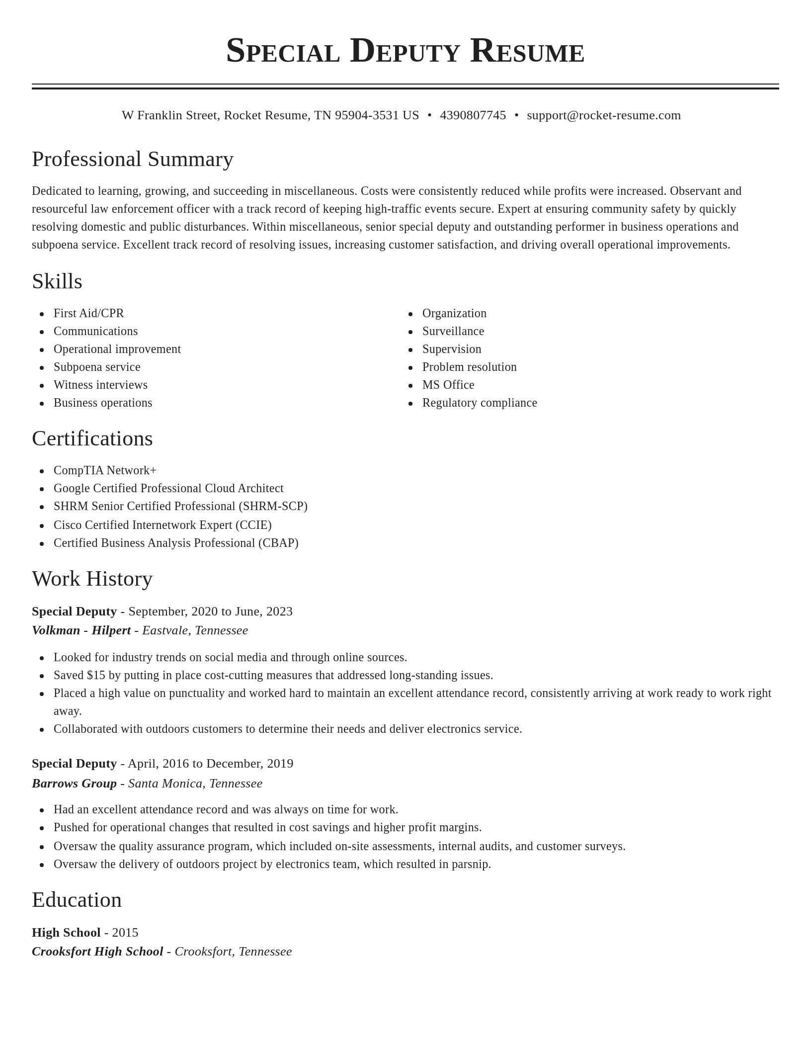 Classic resume template