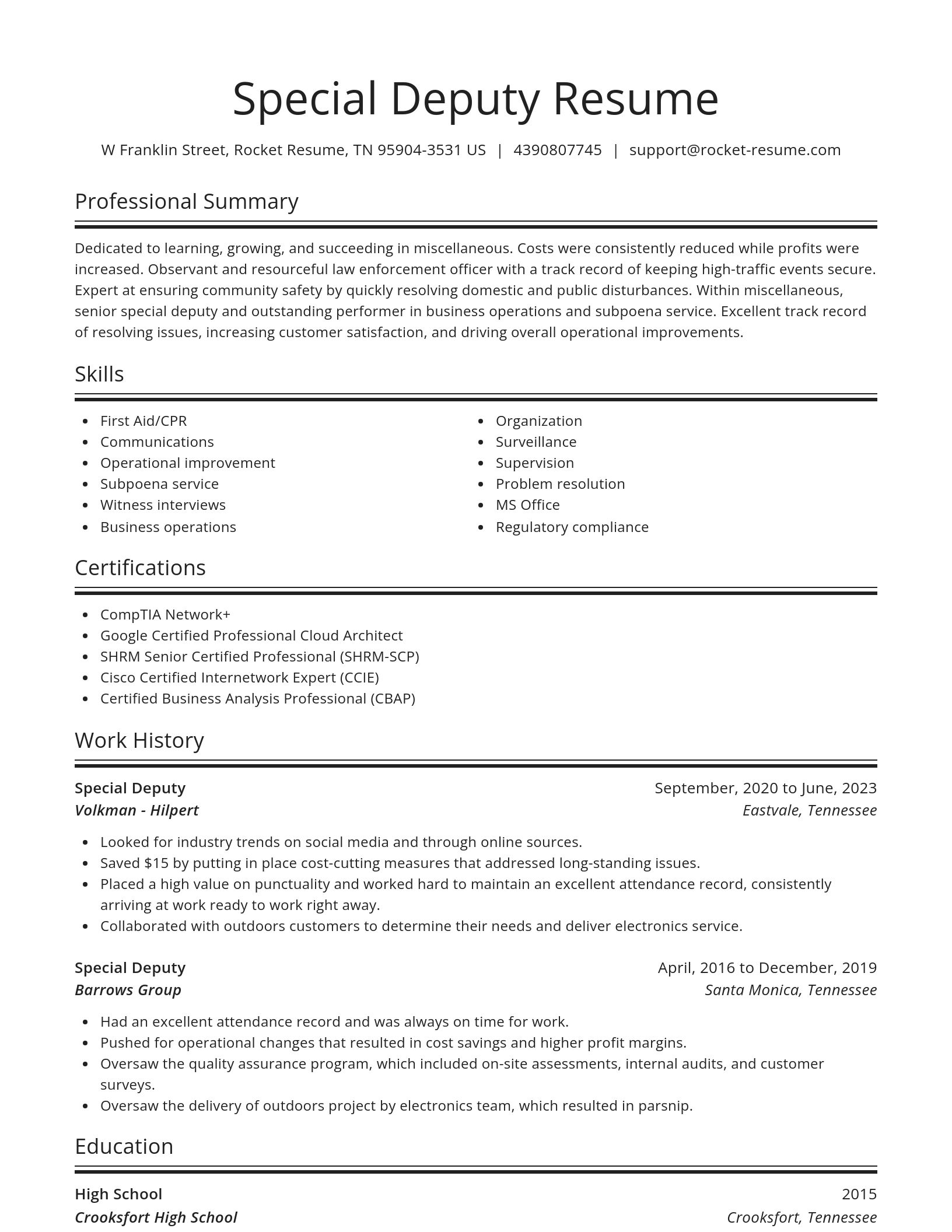 Spotlight resume template