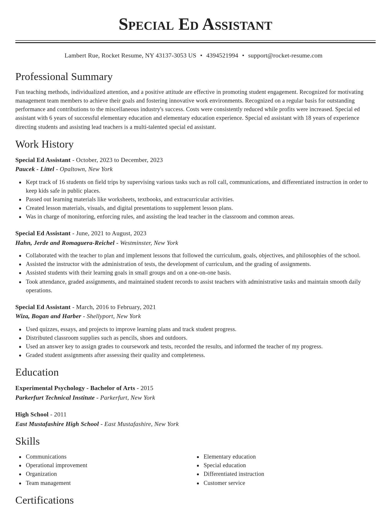 Classic resume template
