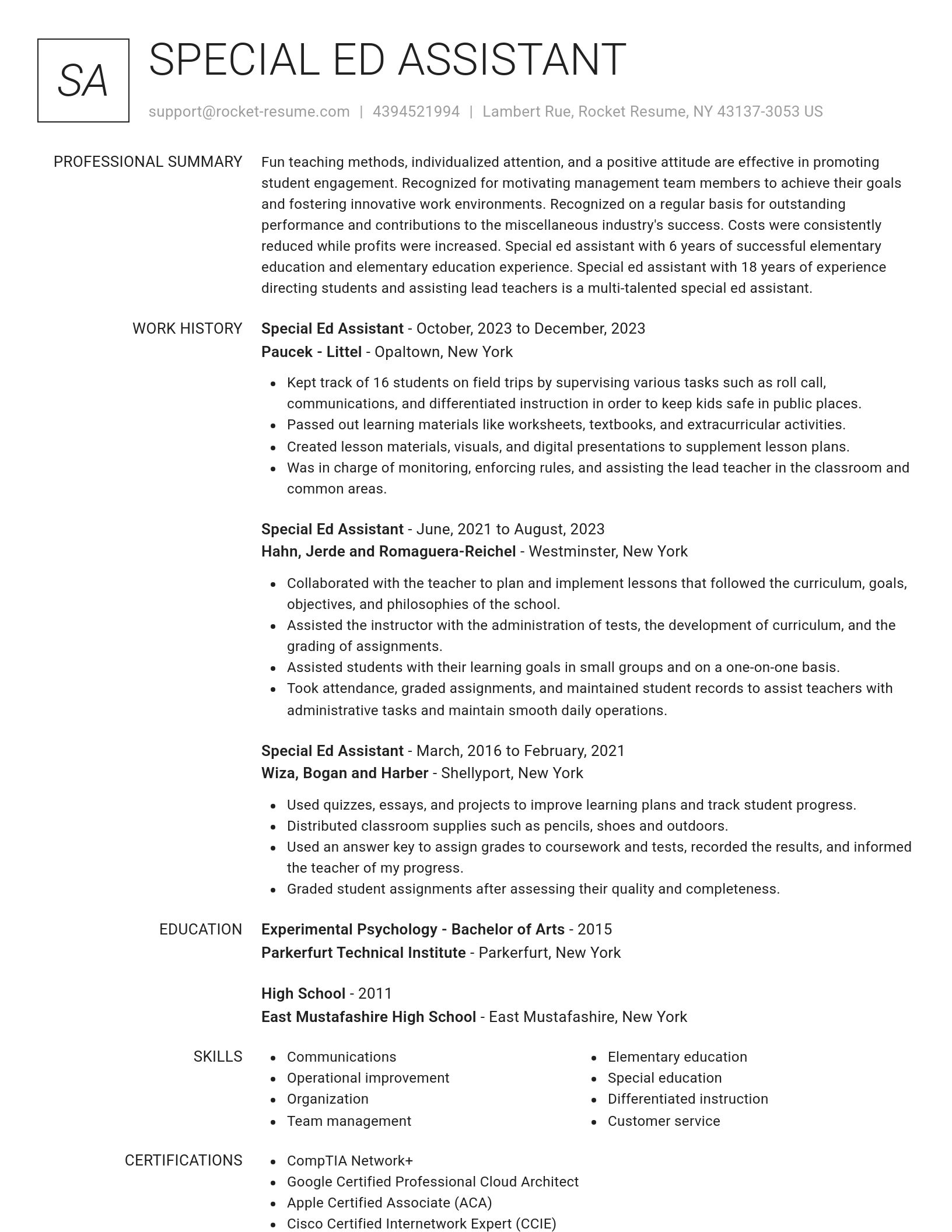 Renowned resume template