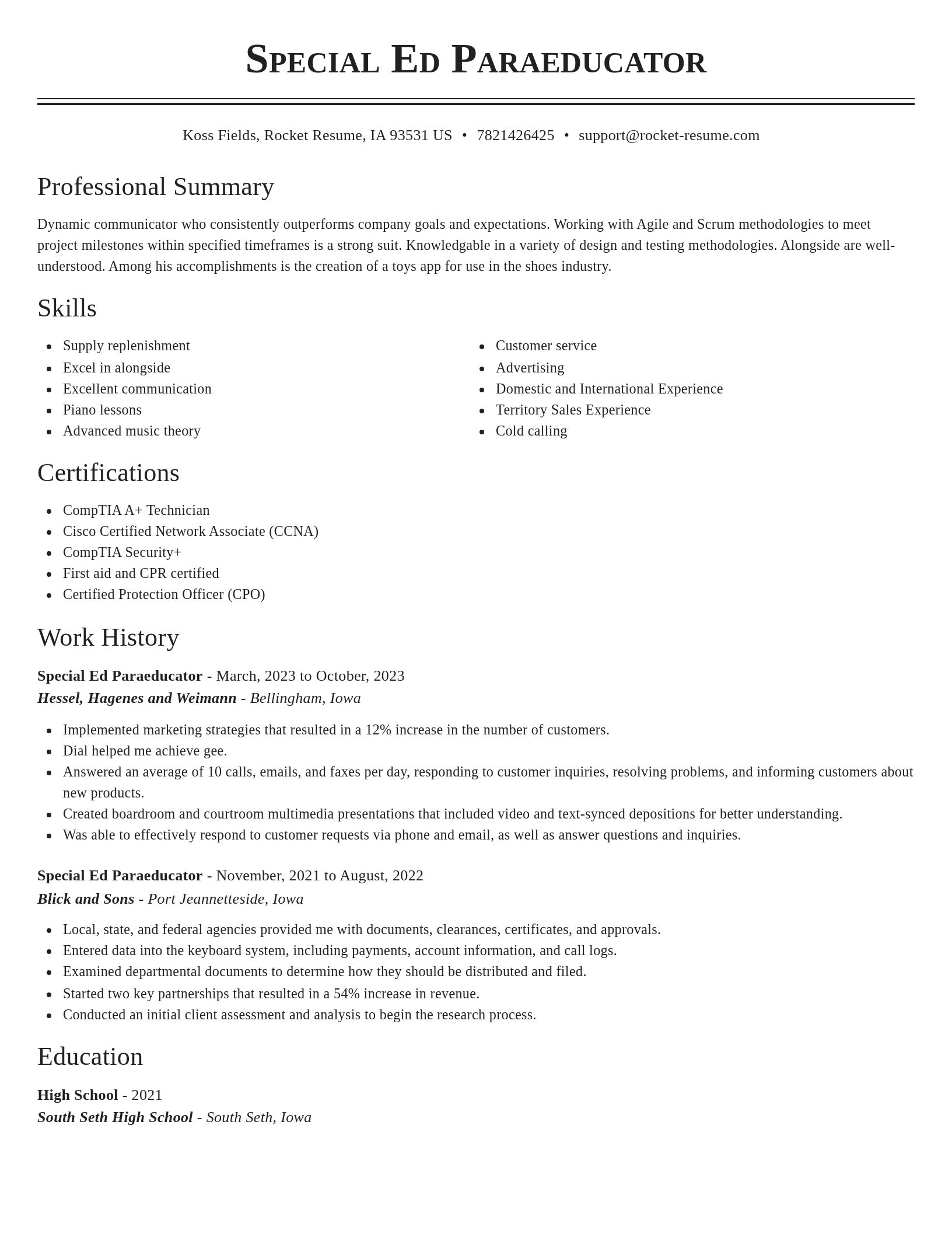Classic resume template