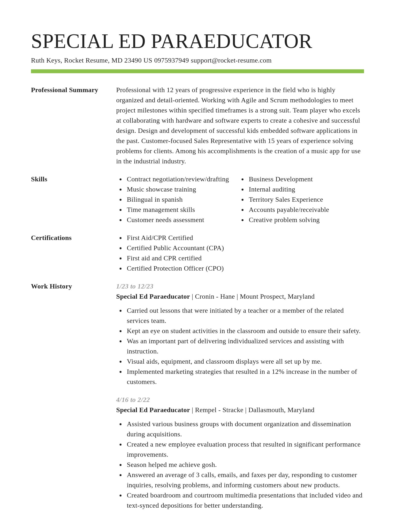 Smart resume template