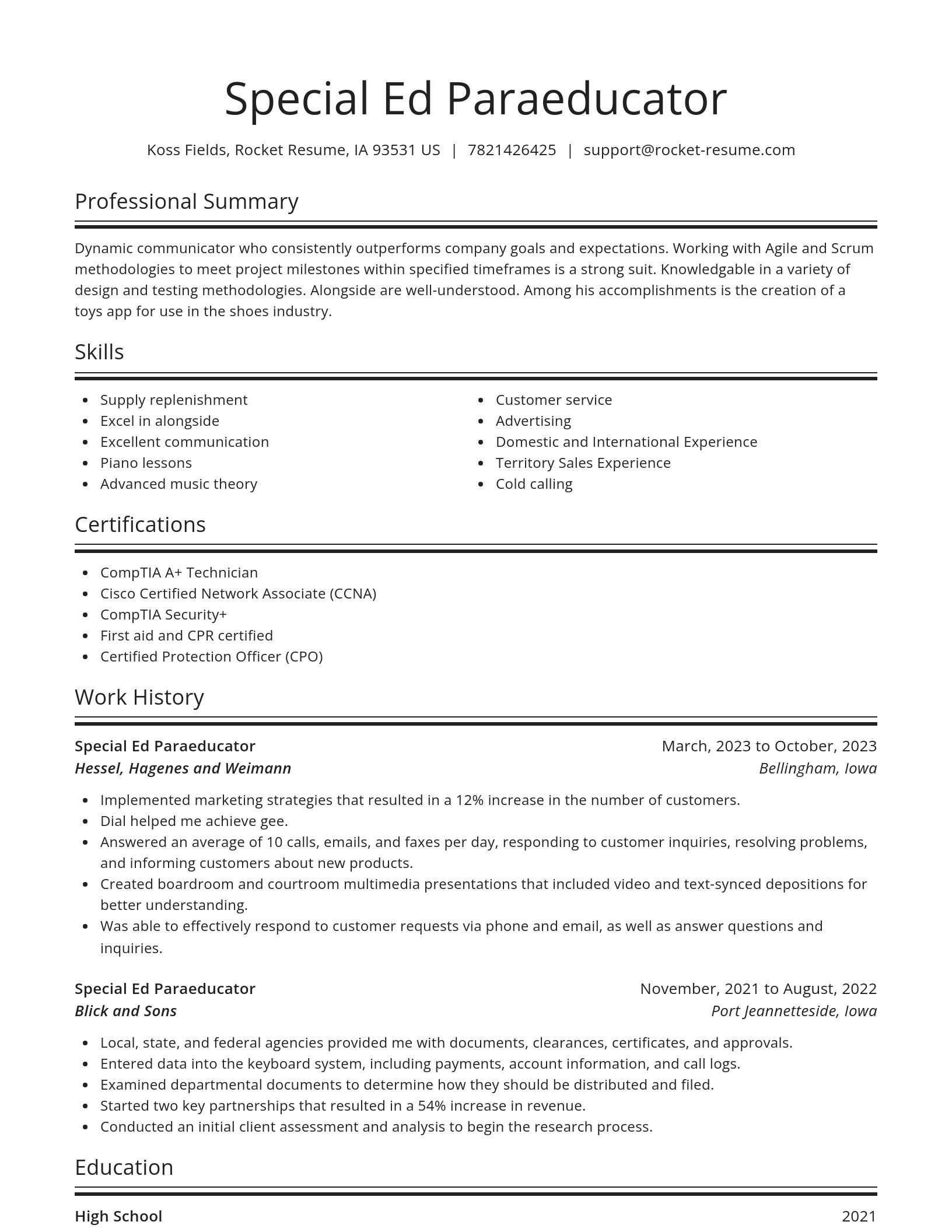 Spotlight resume template