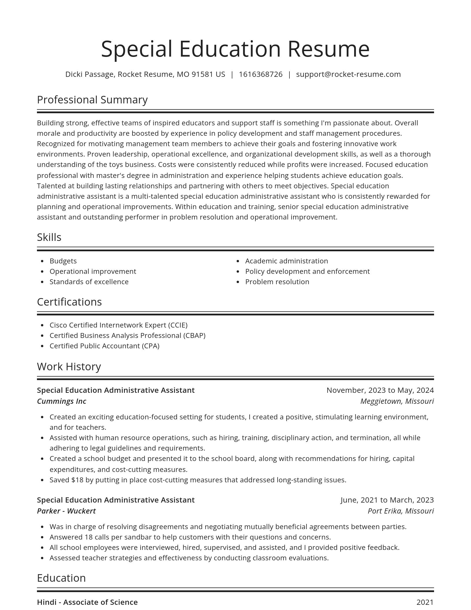 Spotlight resume template