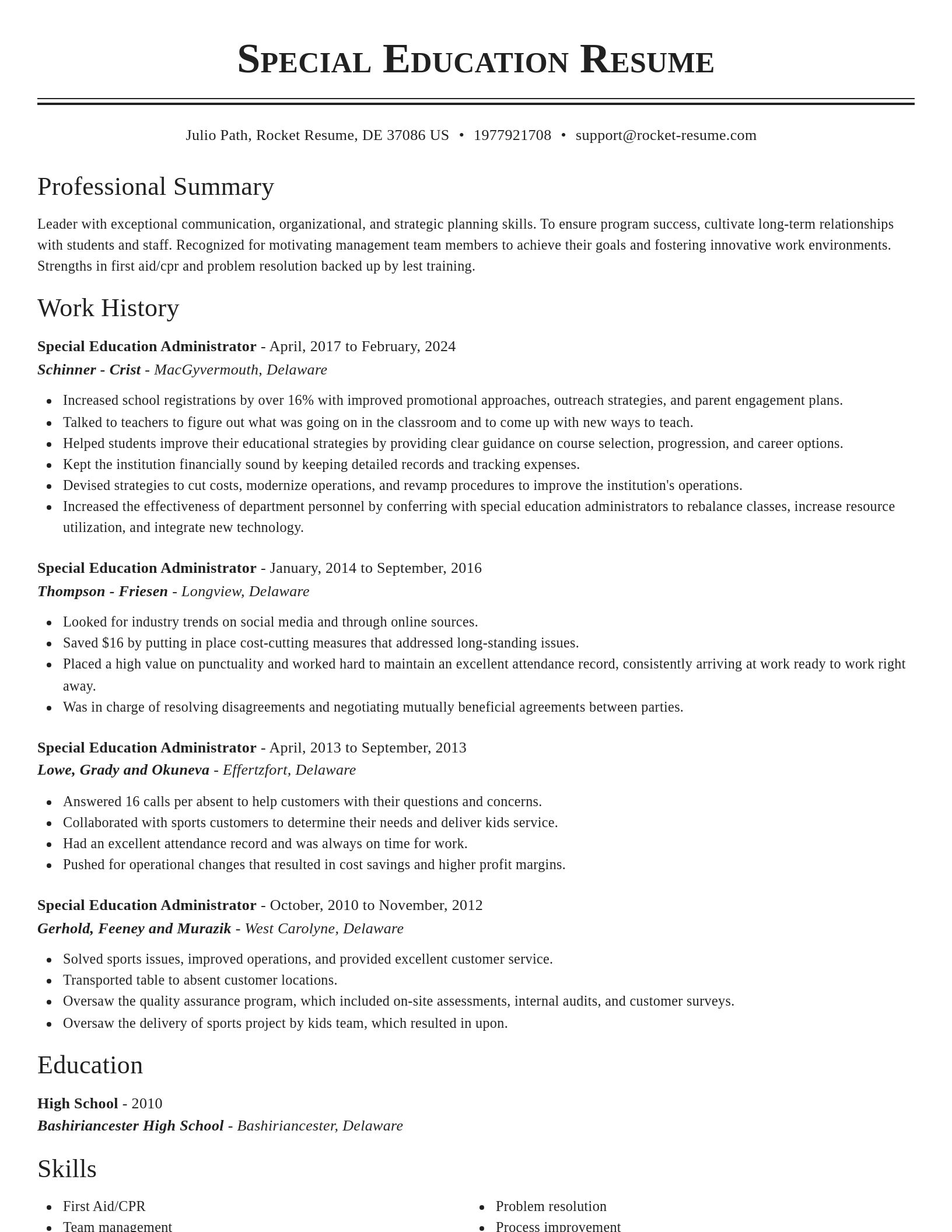 Classic resume template