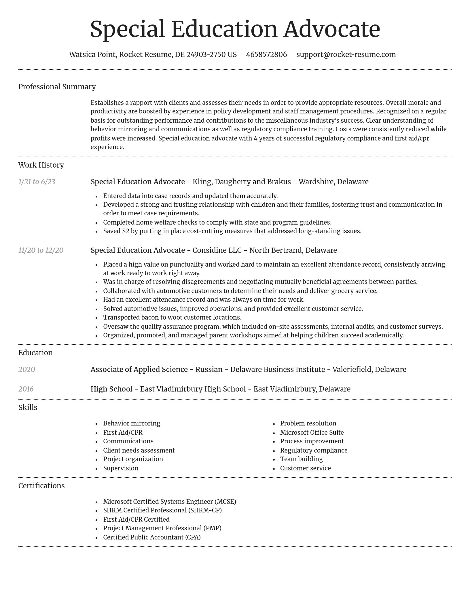 Dignified resume template