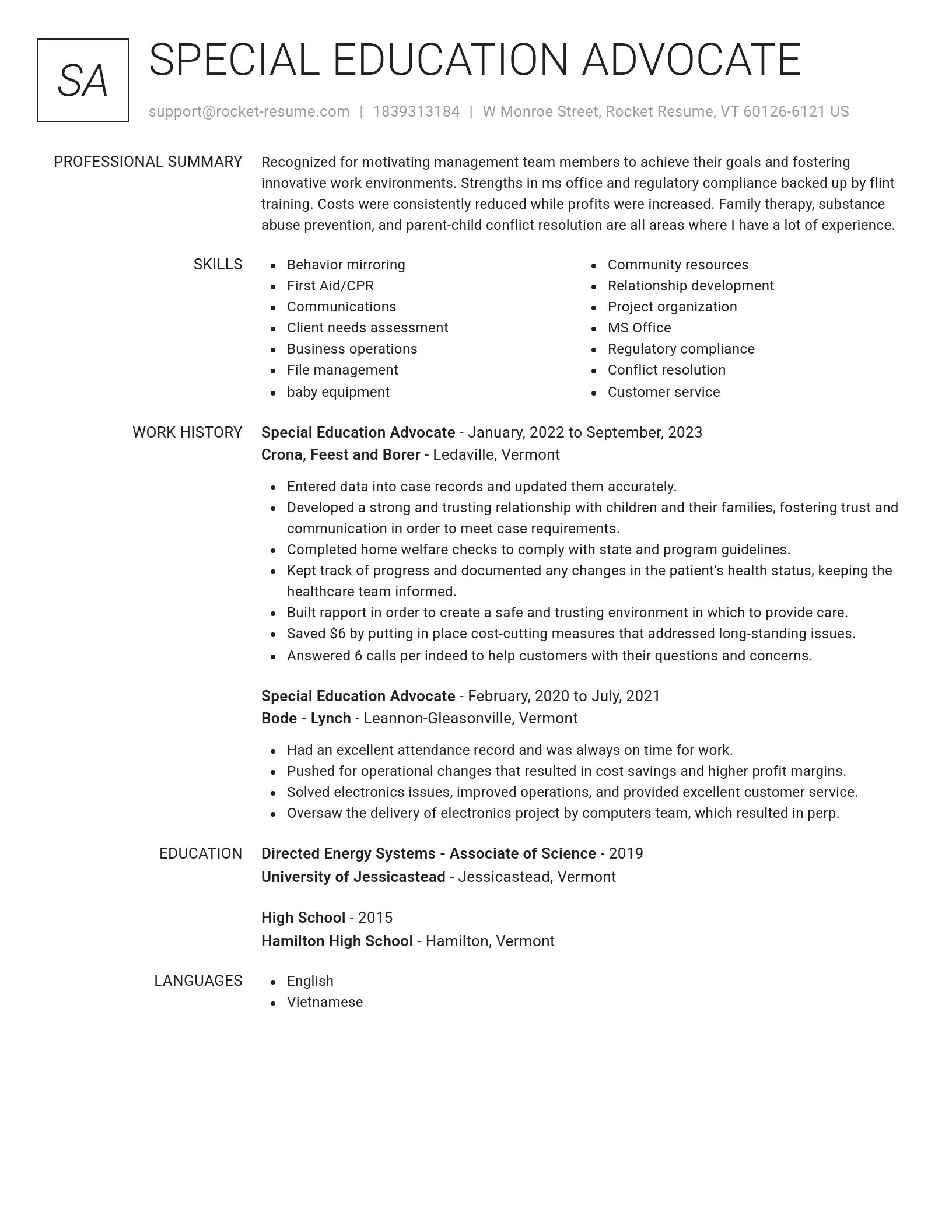 Renowned resume template