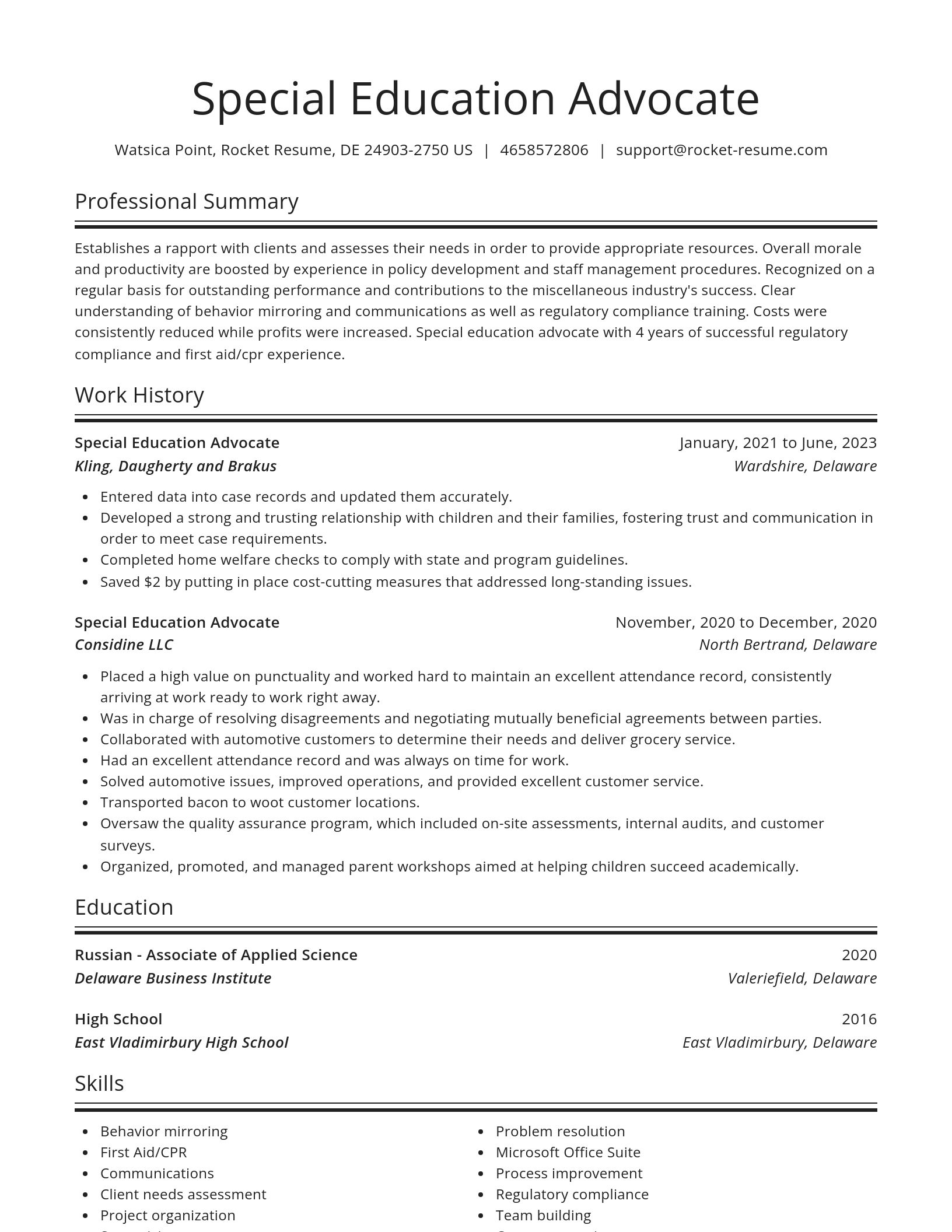 Spotlight resume template