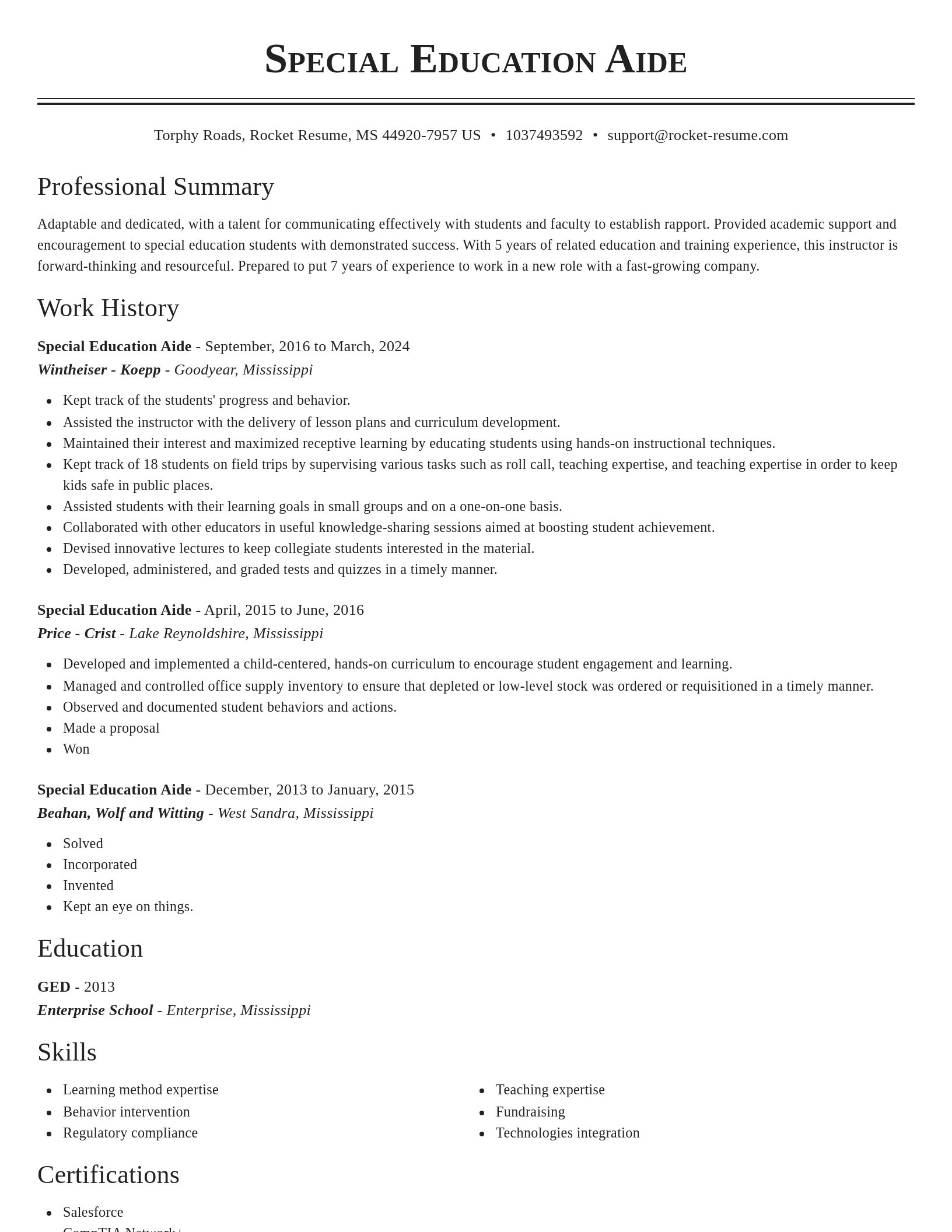 Classic resume template
