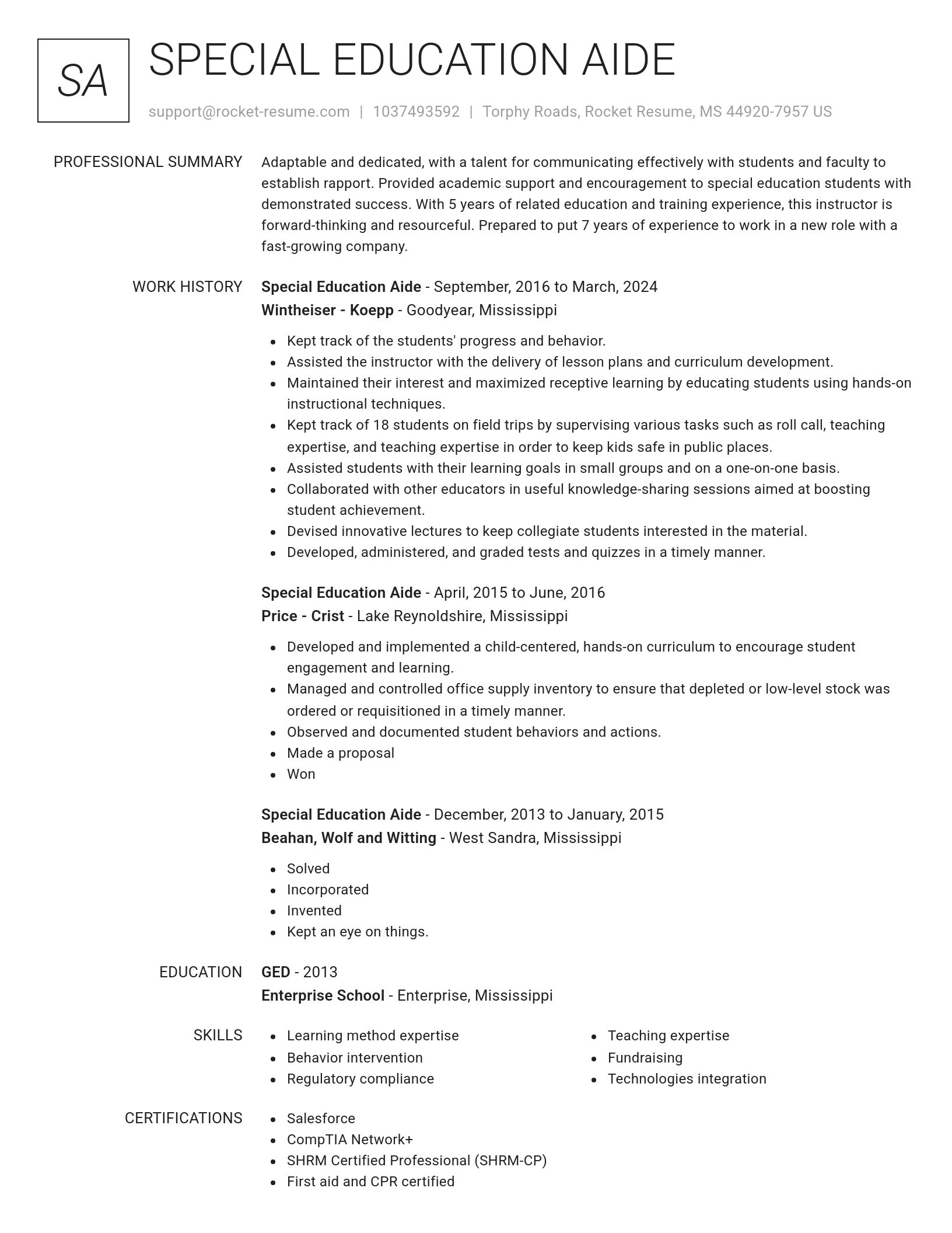Renowned resume template