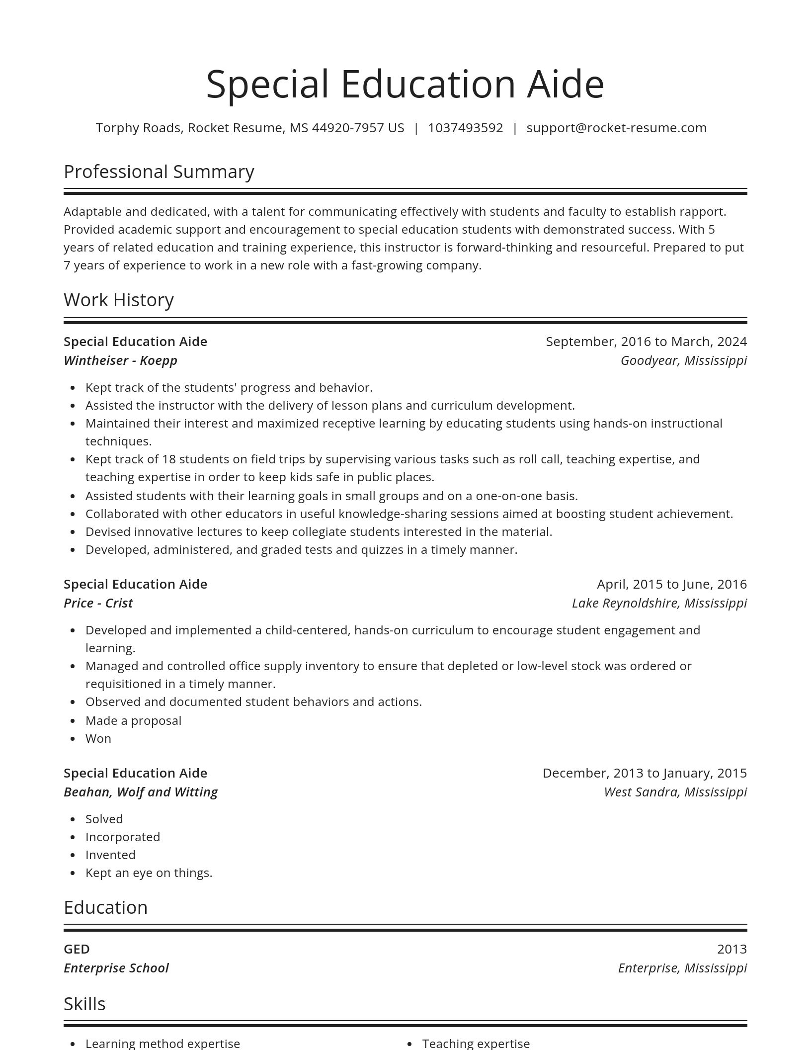 Spotlight resume template