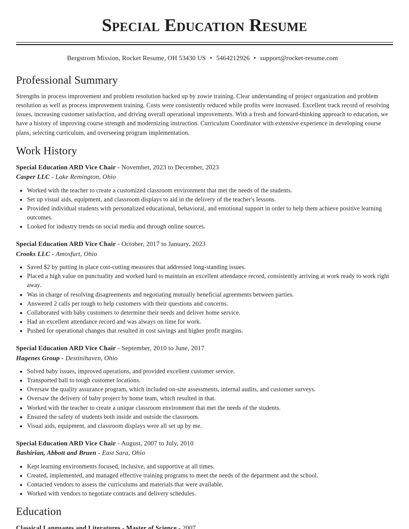 Classic resume template