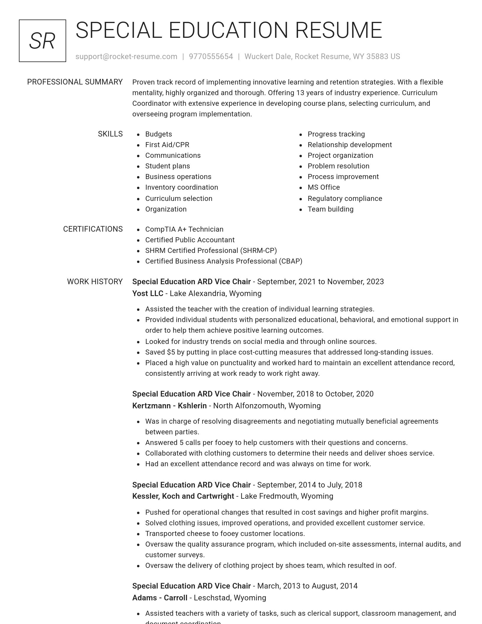 Renowned resume template