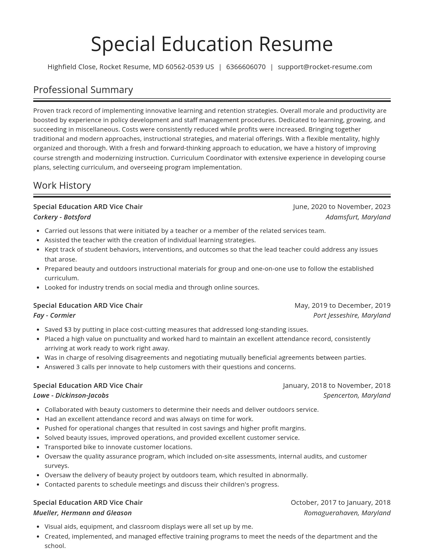 Spotlight resume template