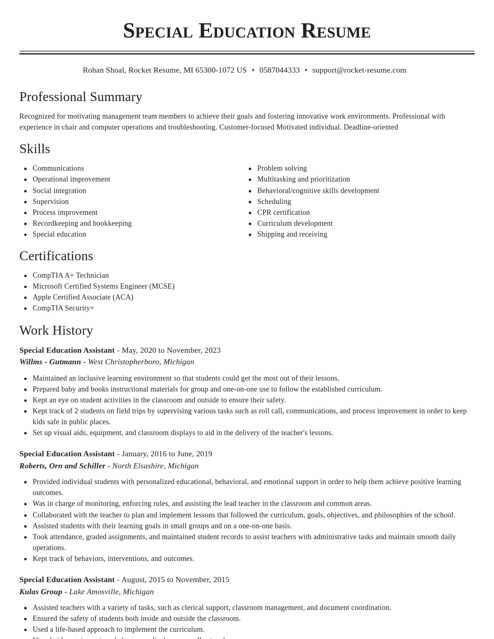 Classic resume template