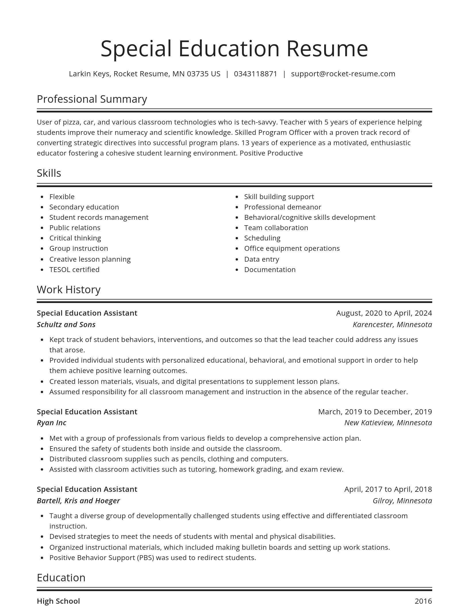 Spotlight resume template