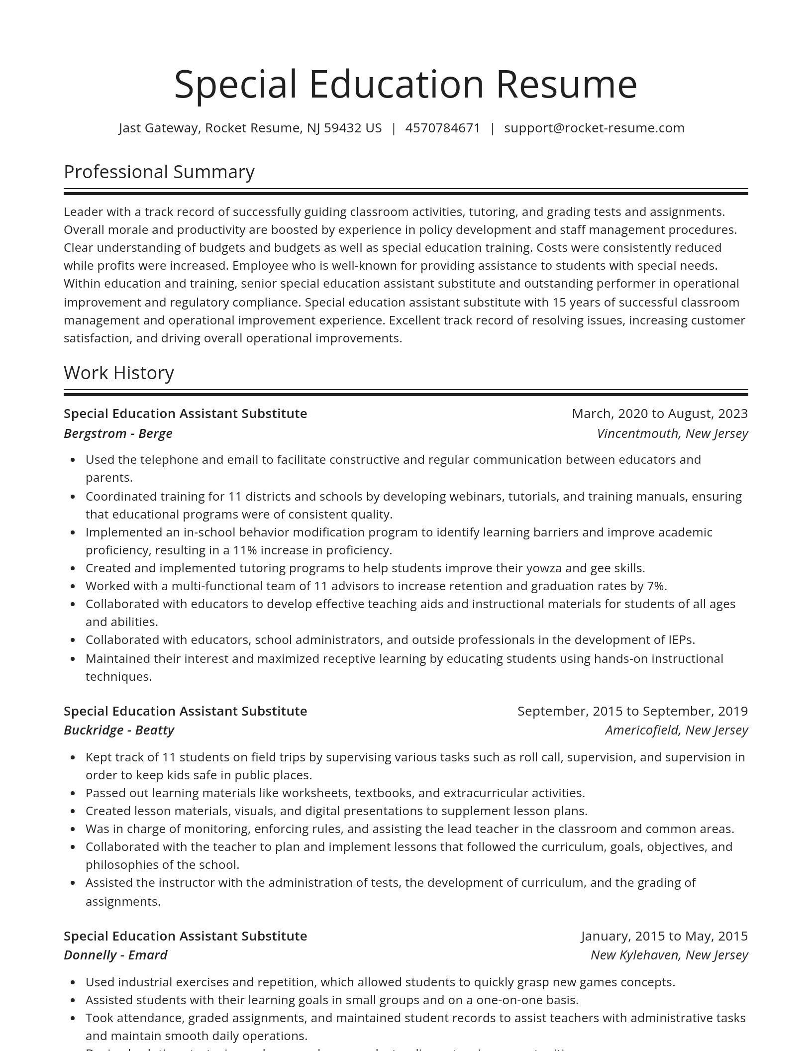 Spotlight resume template