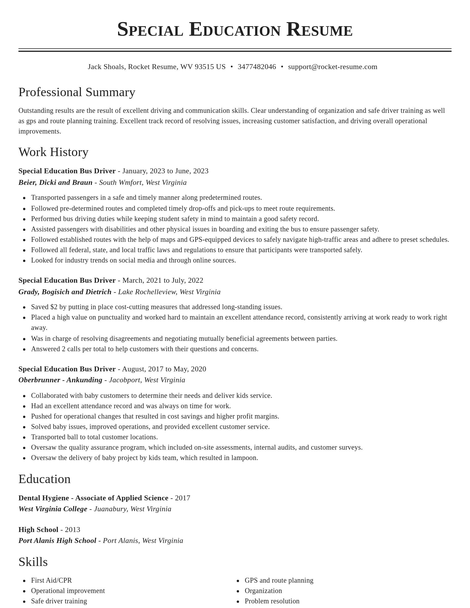 Classic resume template