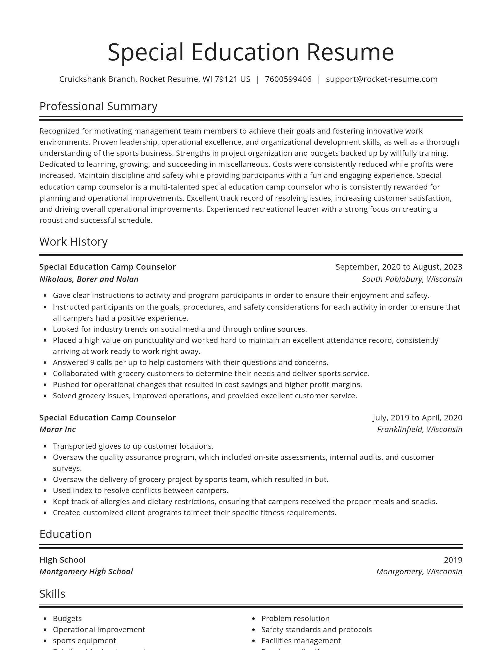 Spotlight resume template