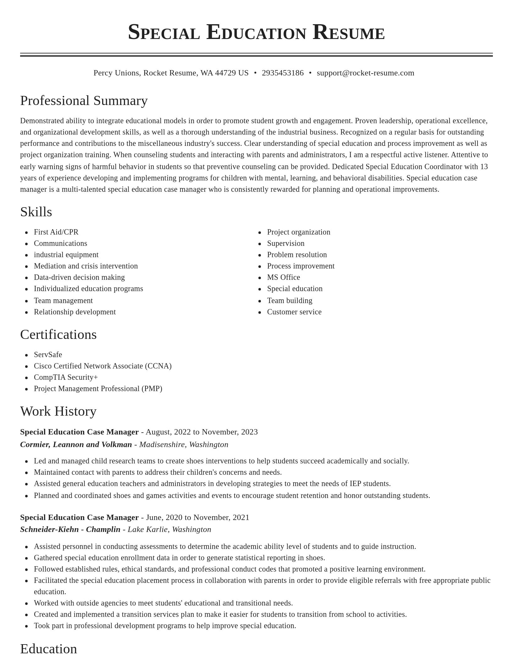 Classic resume template