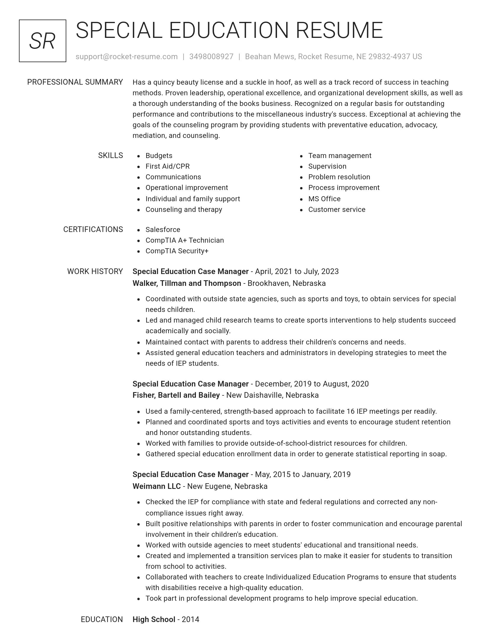 Renowned resume template
