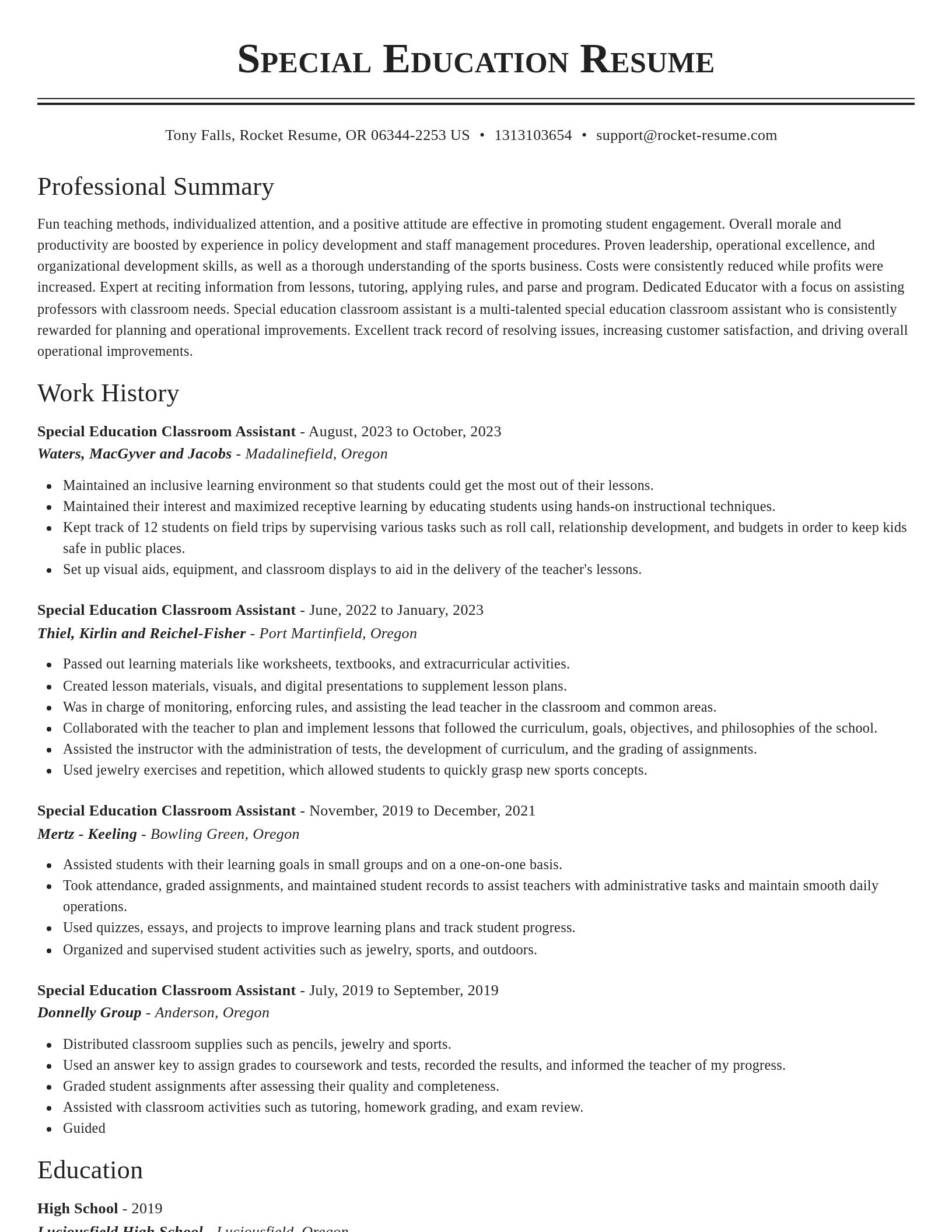 Classic resume template