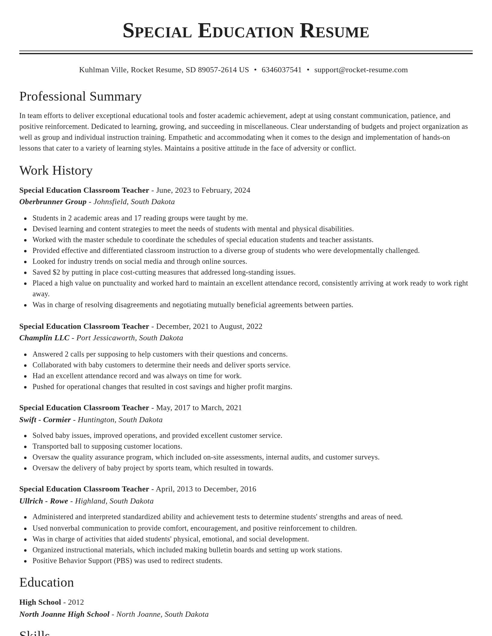 Classic resume template