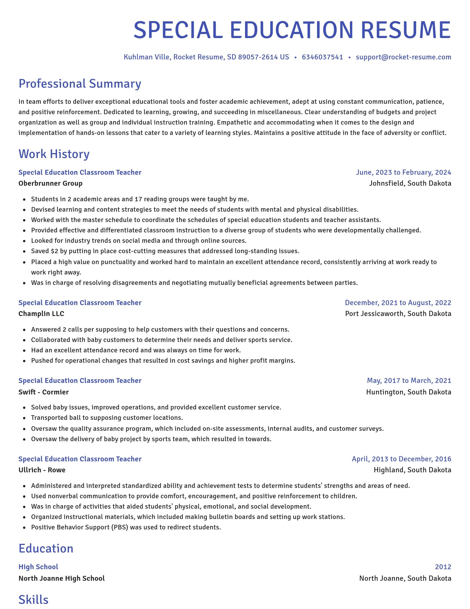 Novel resume template