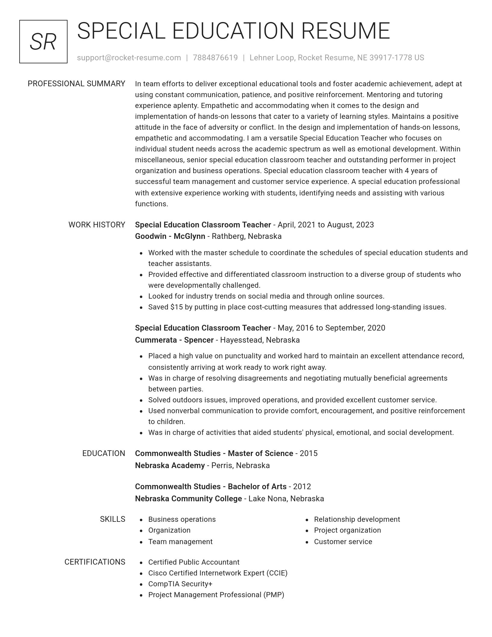 Renowned resume template