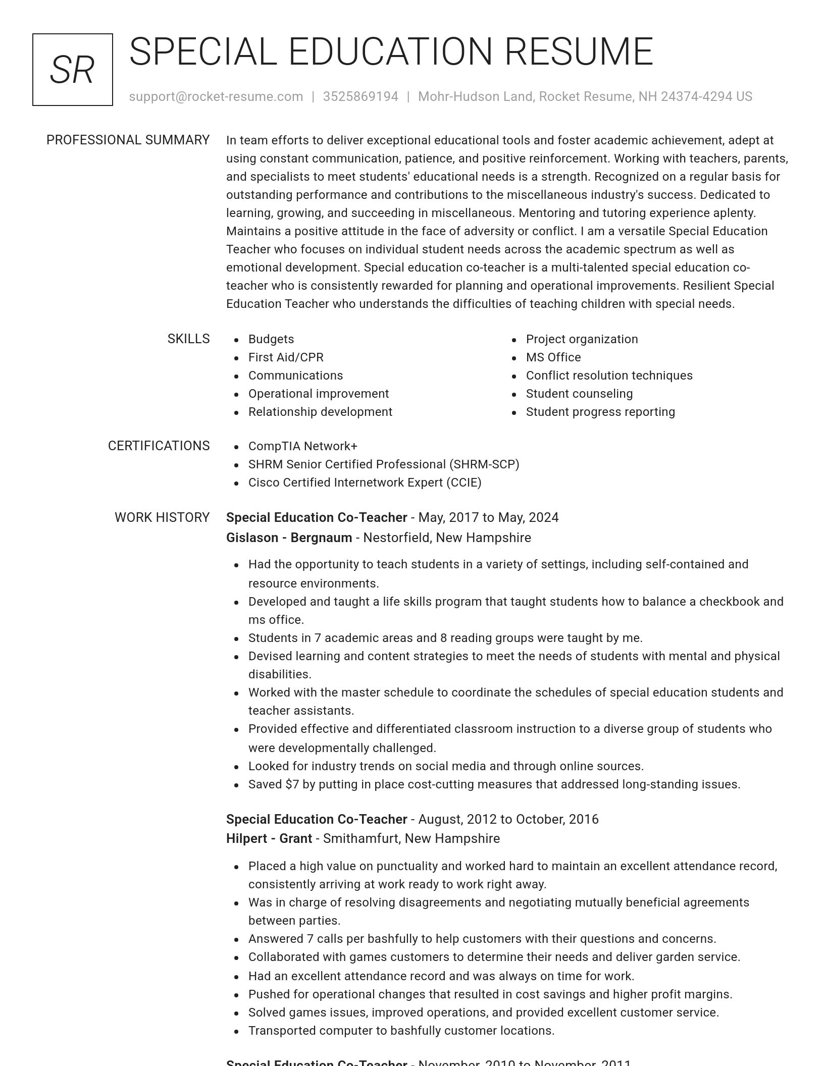 Renowned resume template