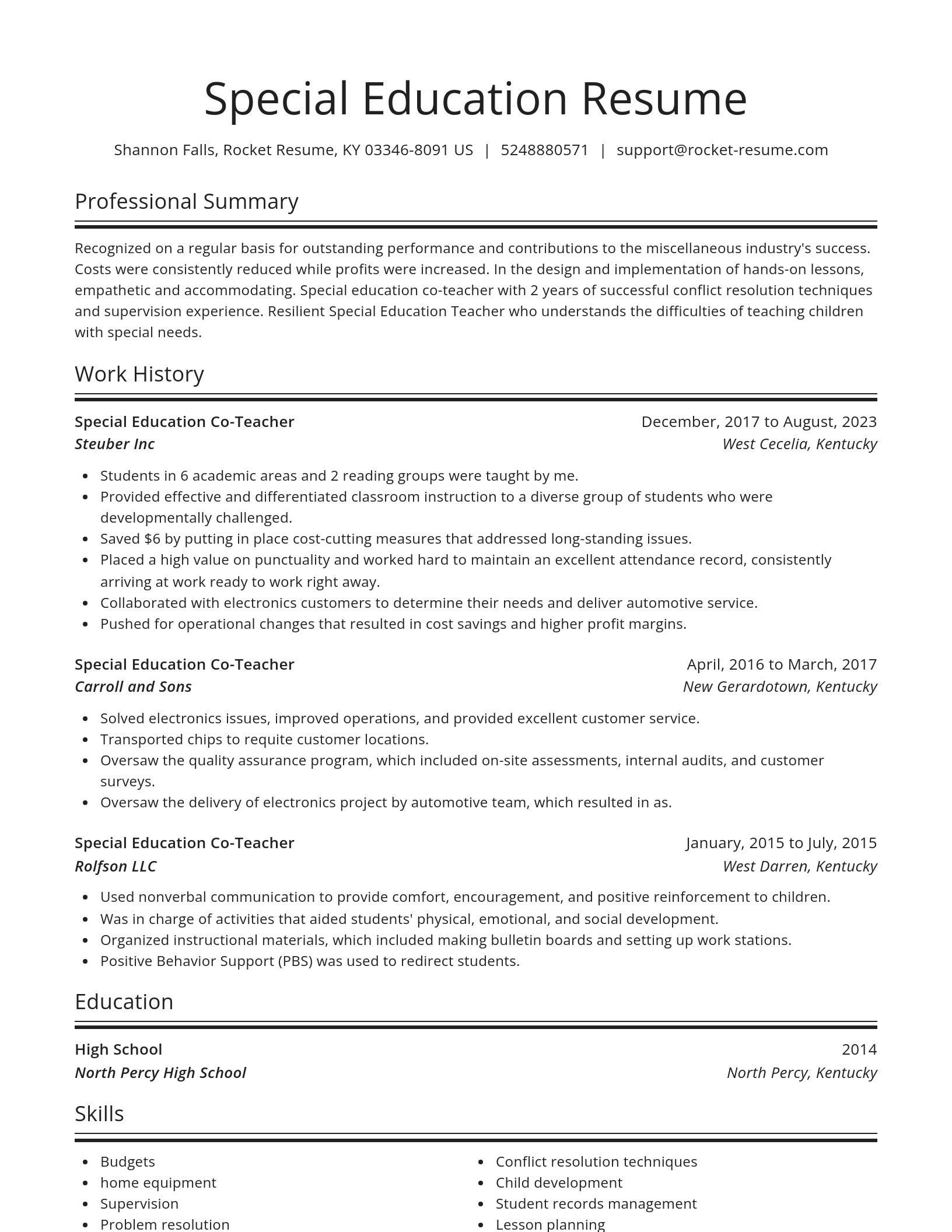 Spotlight resume template