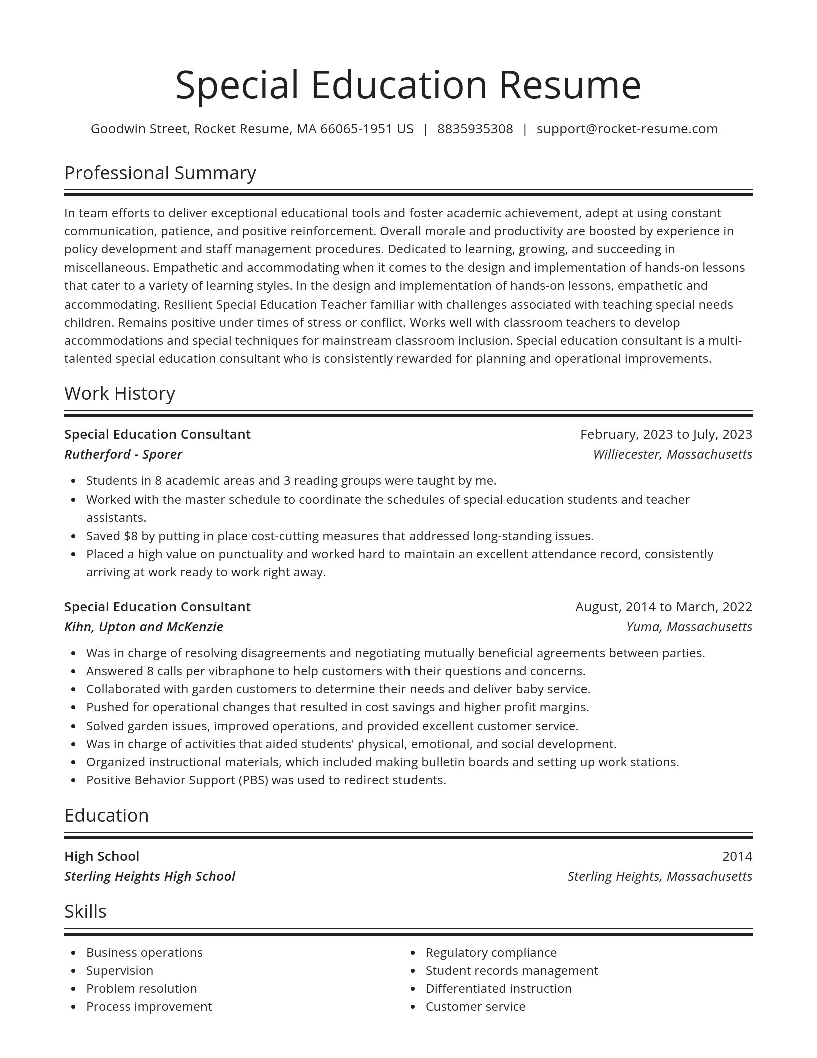 Spotlight resume template