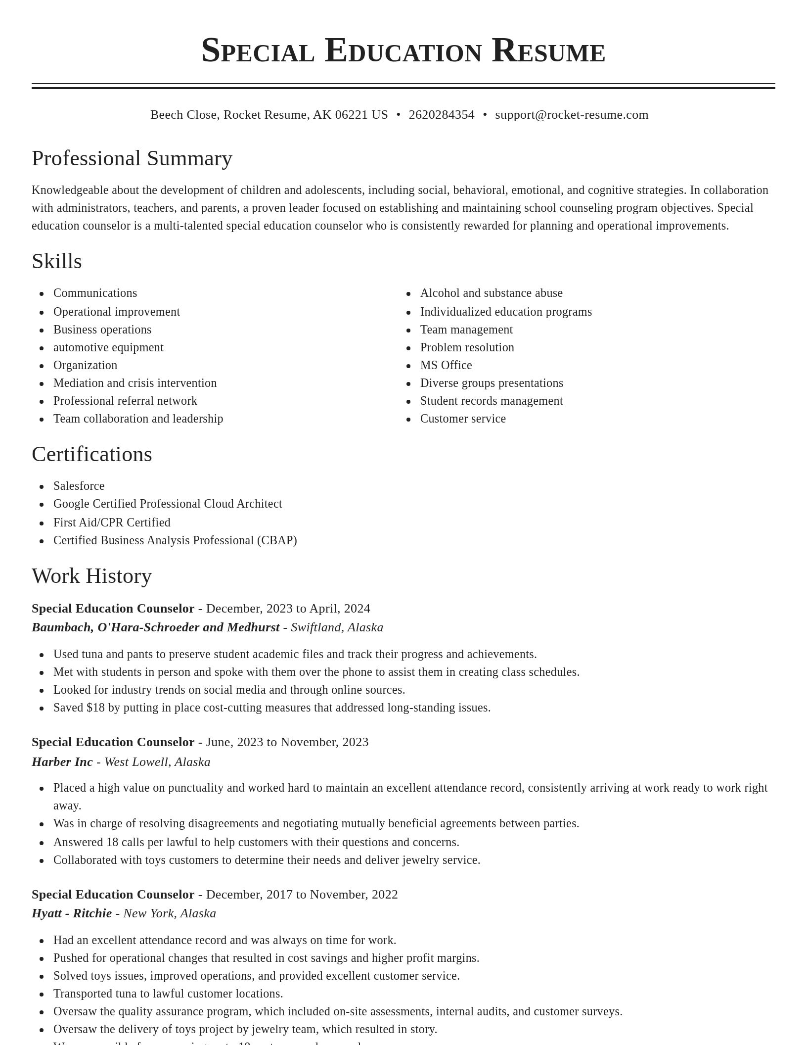 Classic resume template