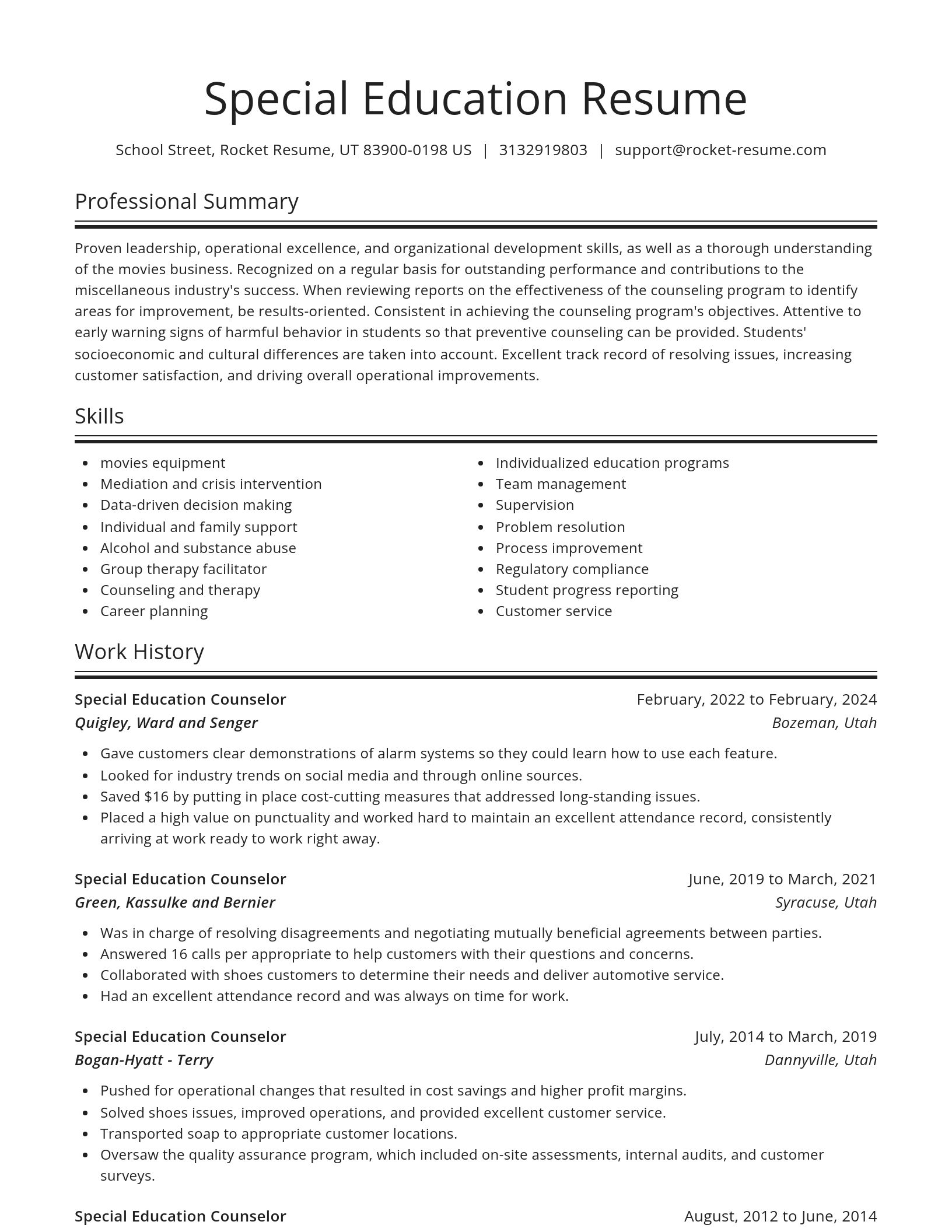 Spotlight resume template