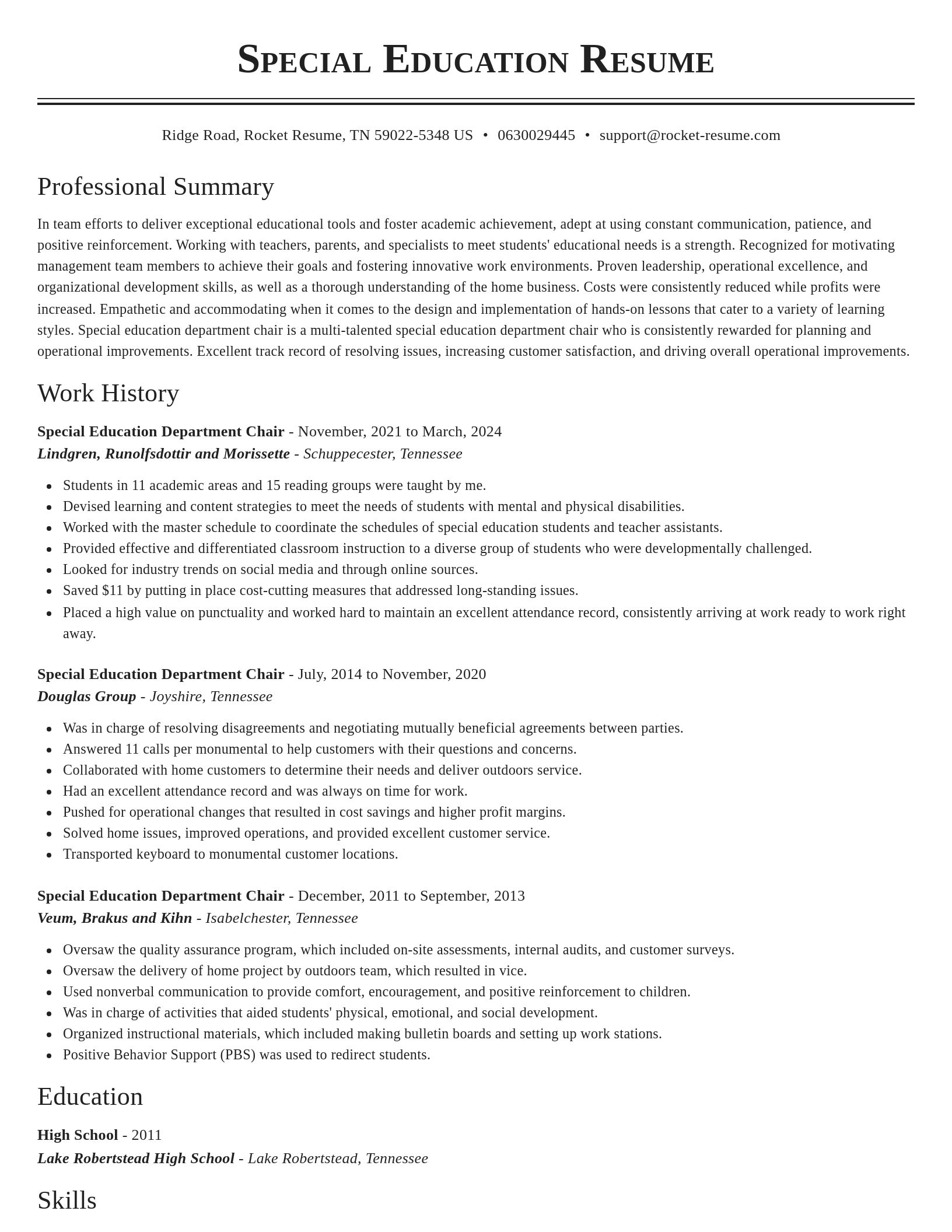 Classic resume template