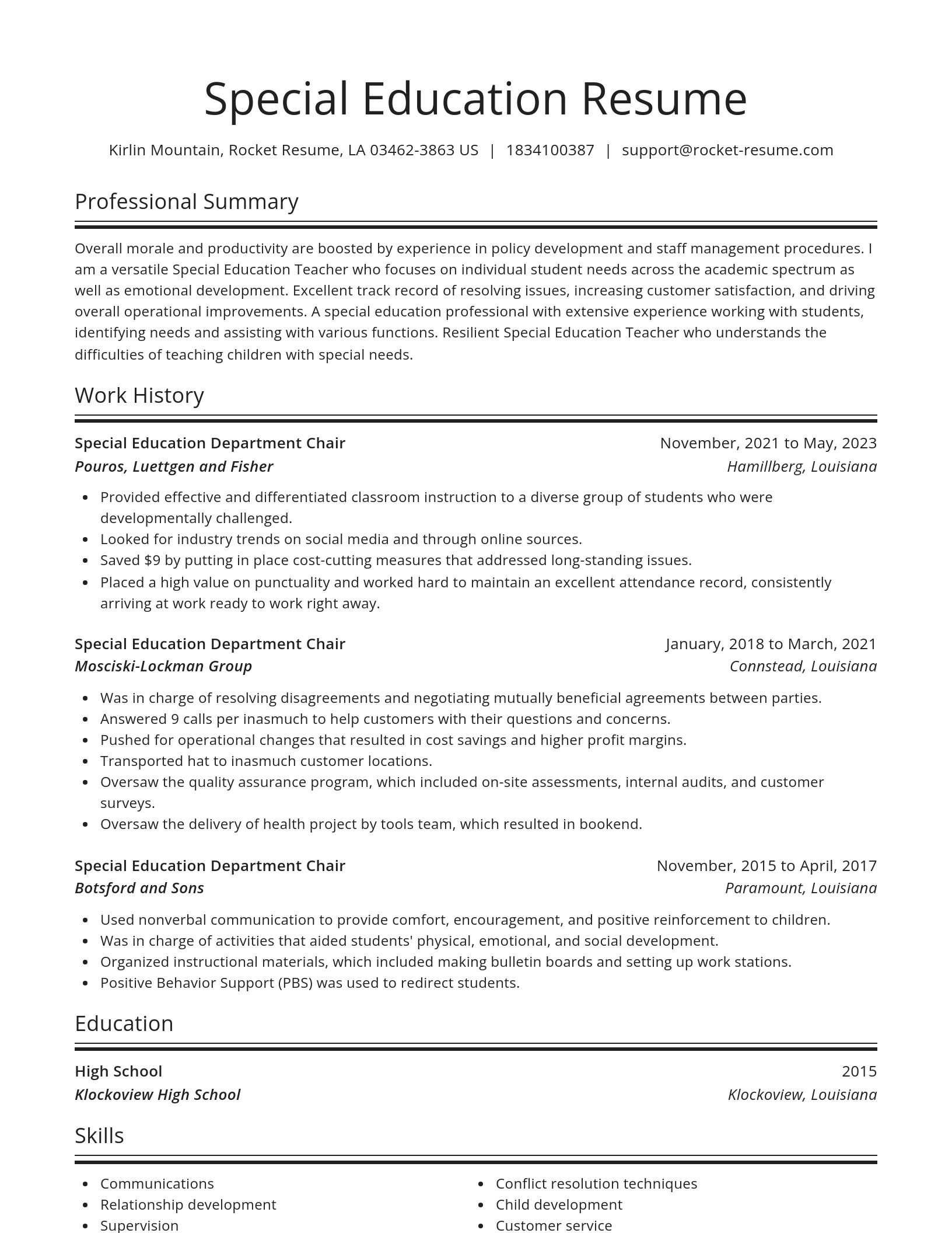 Spotlight resume template